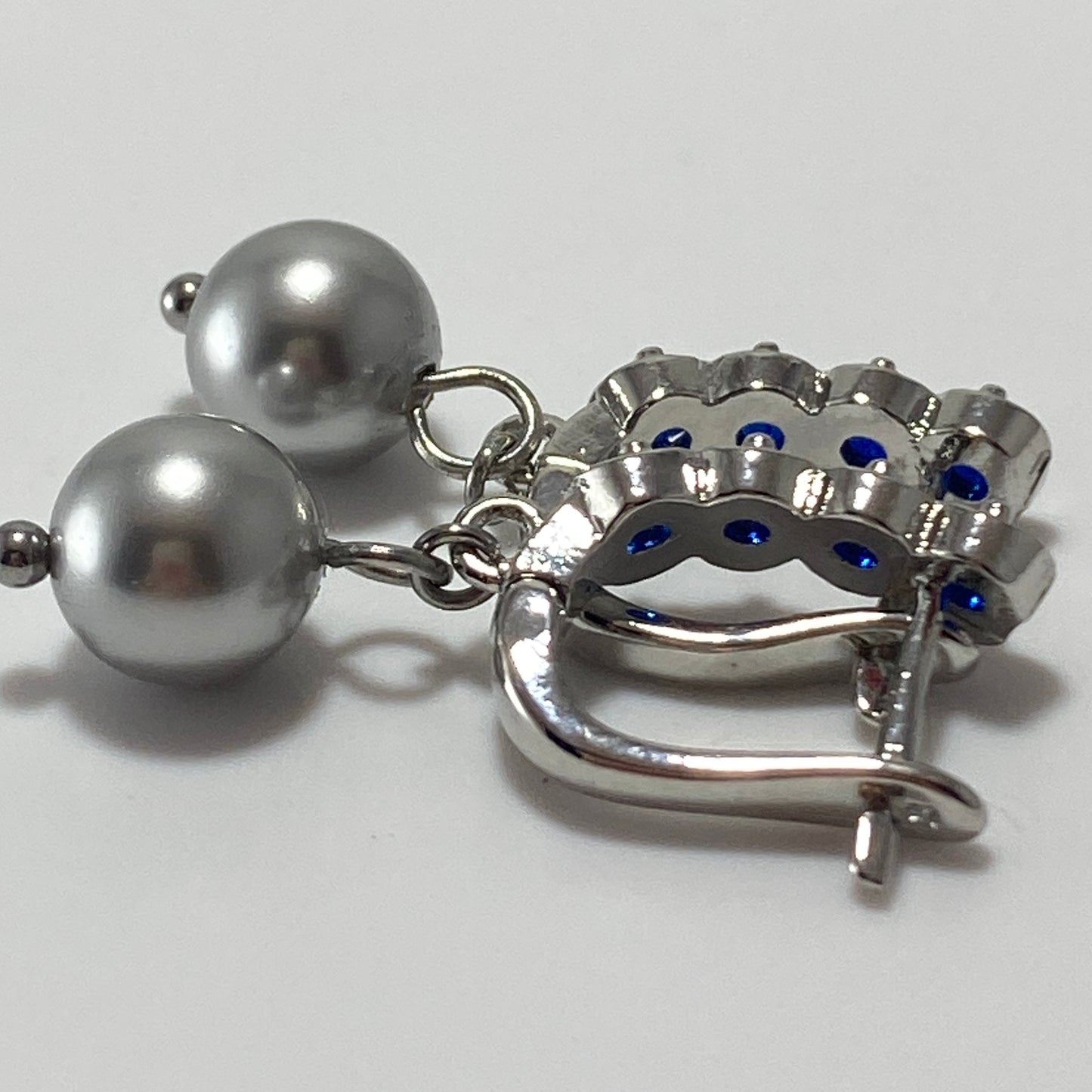 Pearl CZ Hoop Earrings