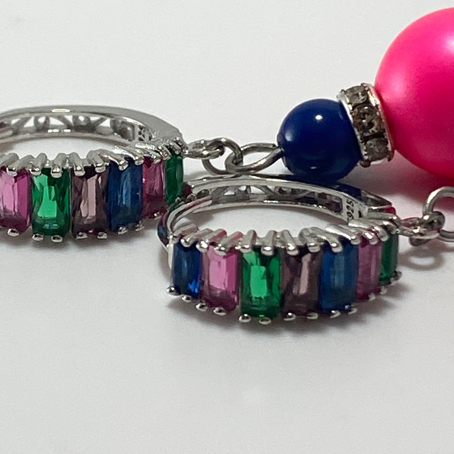 Pearls Sterling CZ Hoop Earrings
