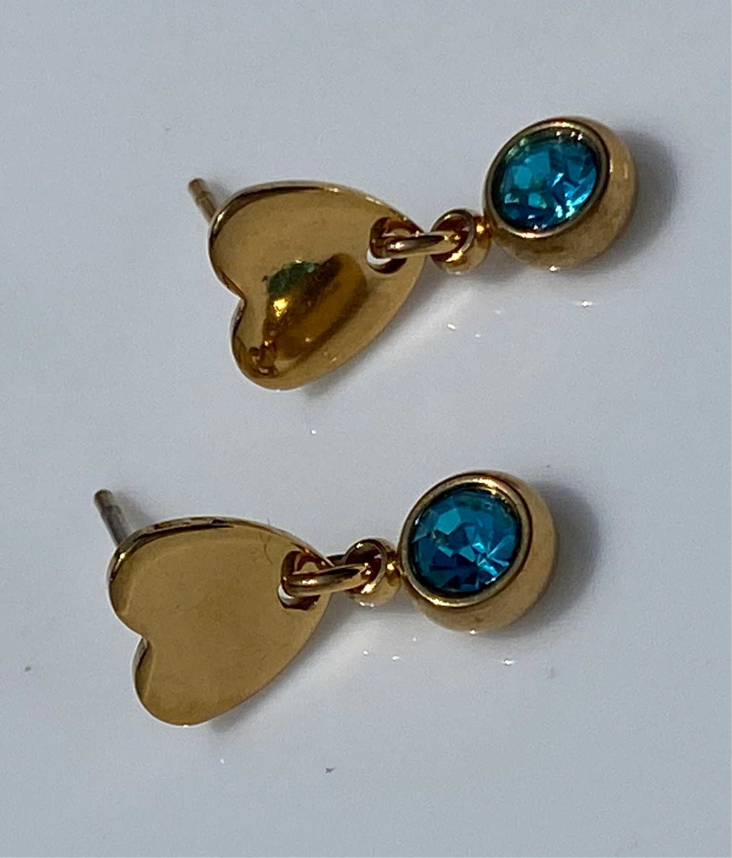 CZ Birthstone Heart Stud Earrings