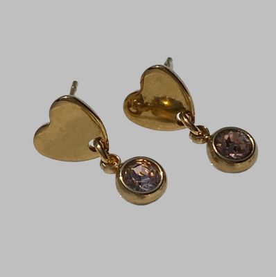 CZ Birthstone Heart Stud Earrings