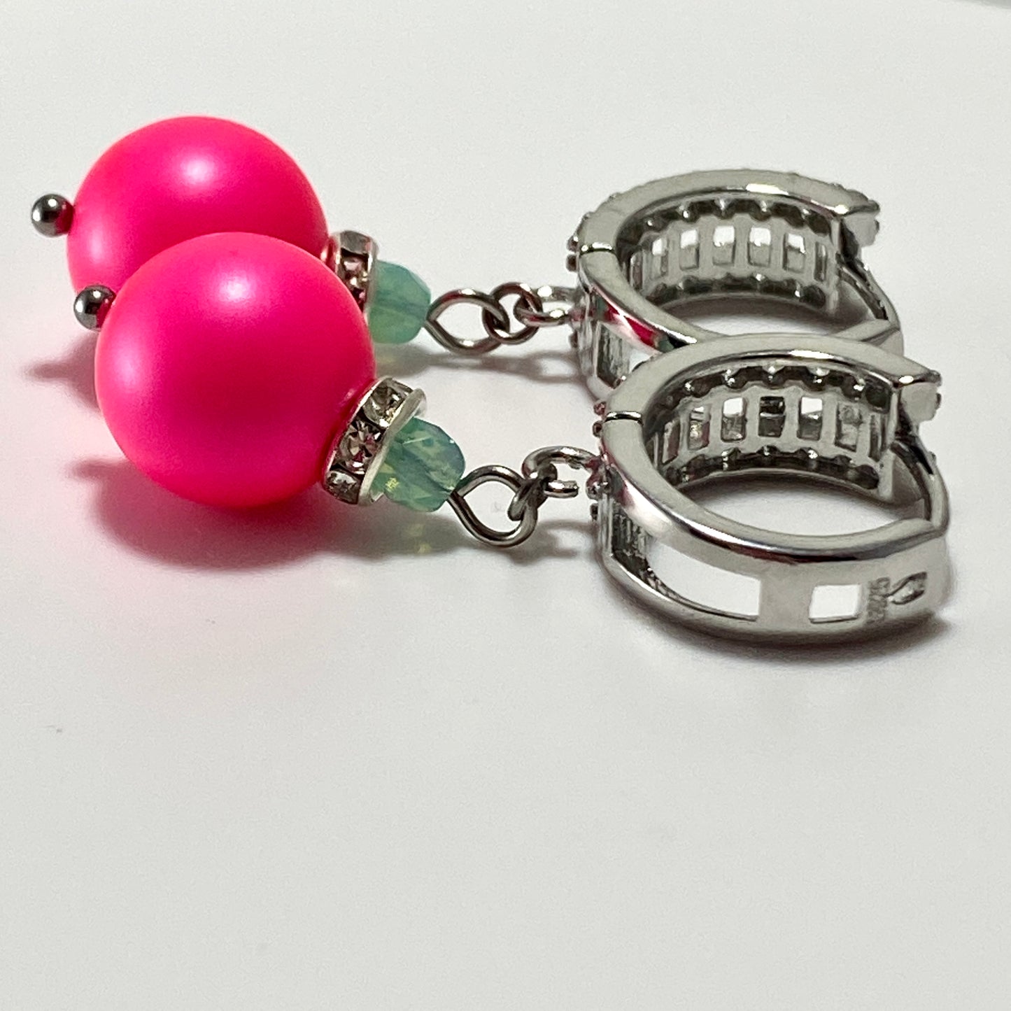 Crystals & Pearls Sterling CZ Hoop Earrings