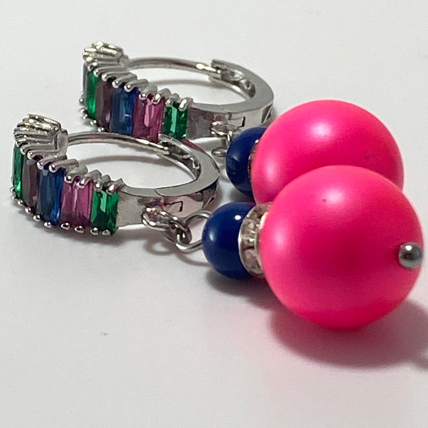 Pearls Sterling CZ Hoop Earrings