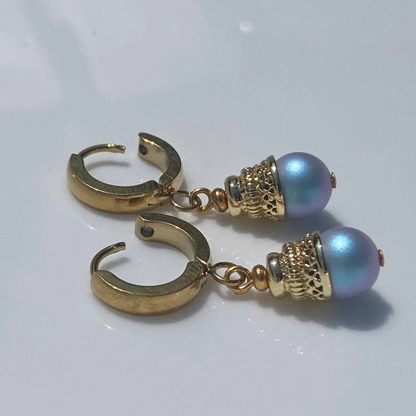 Pearl Huggie Hoop Earrings