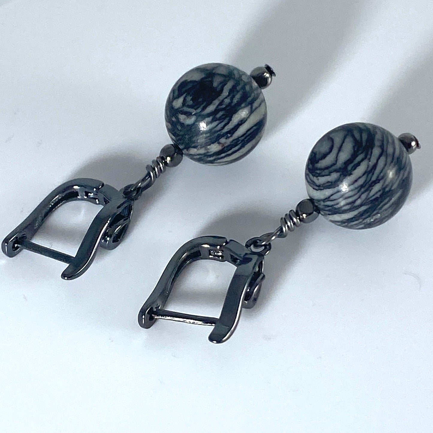 Spider Jasper Hook Earrings