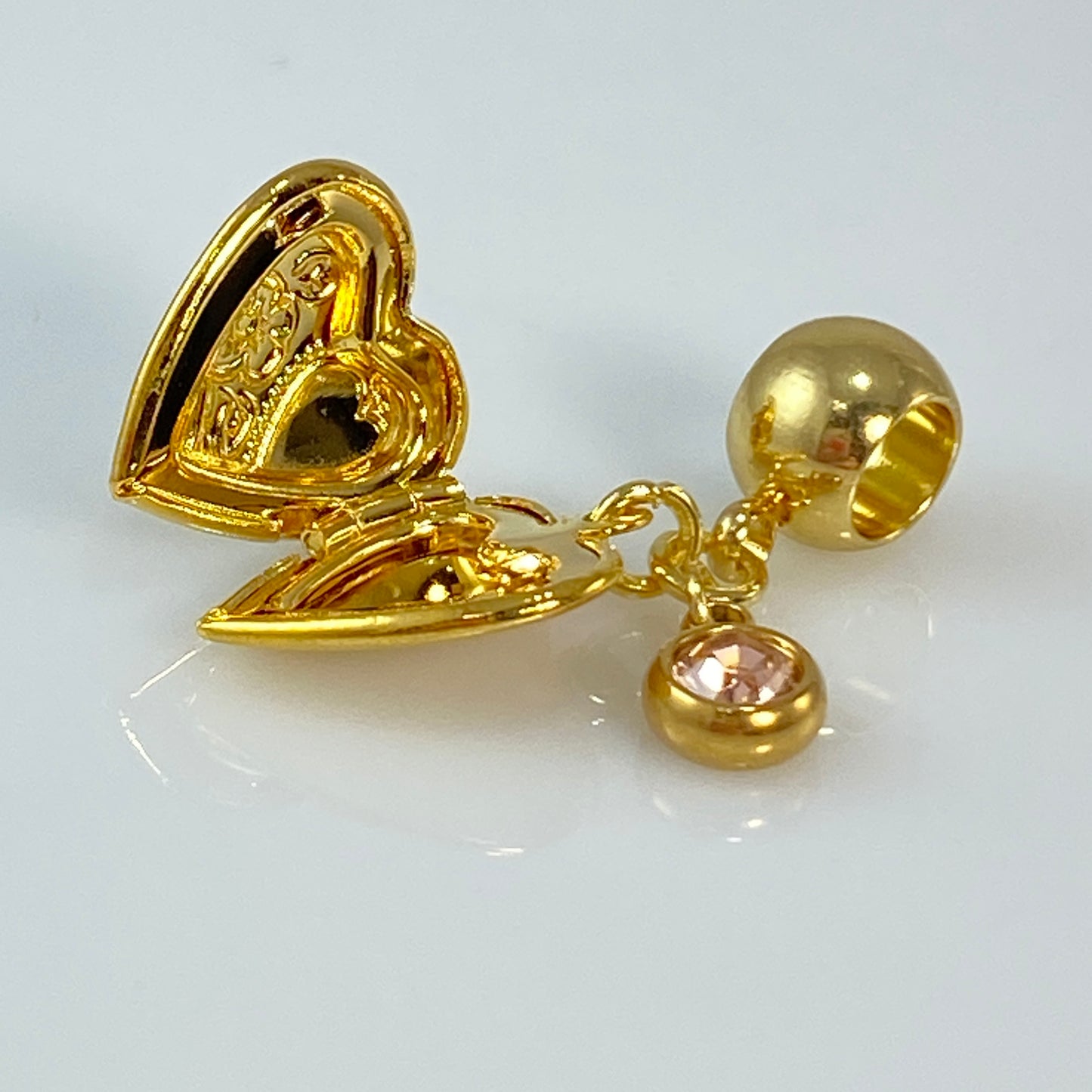 18 kt Gold Plated Openable Heart Locket & Stainless Steel Birthstone Charm or Necklace or Earrings or Keychain