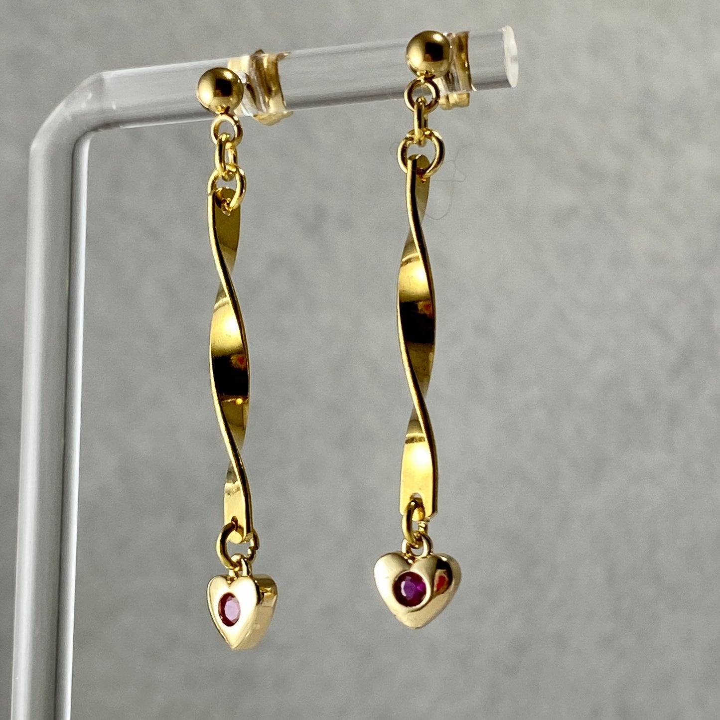 CZ Heart & Twisted Bars Stud Earrings