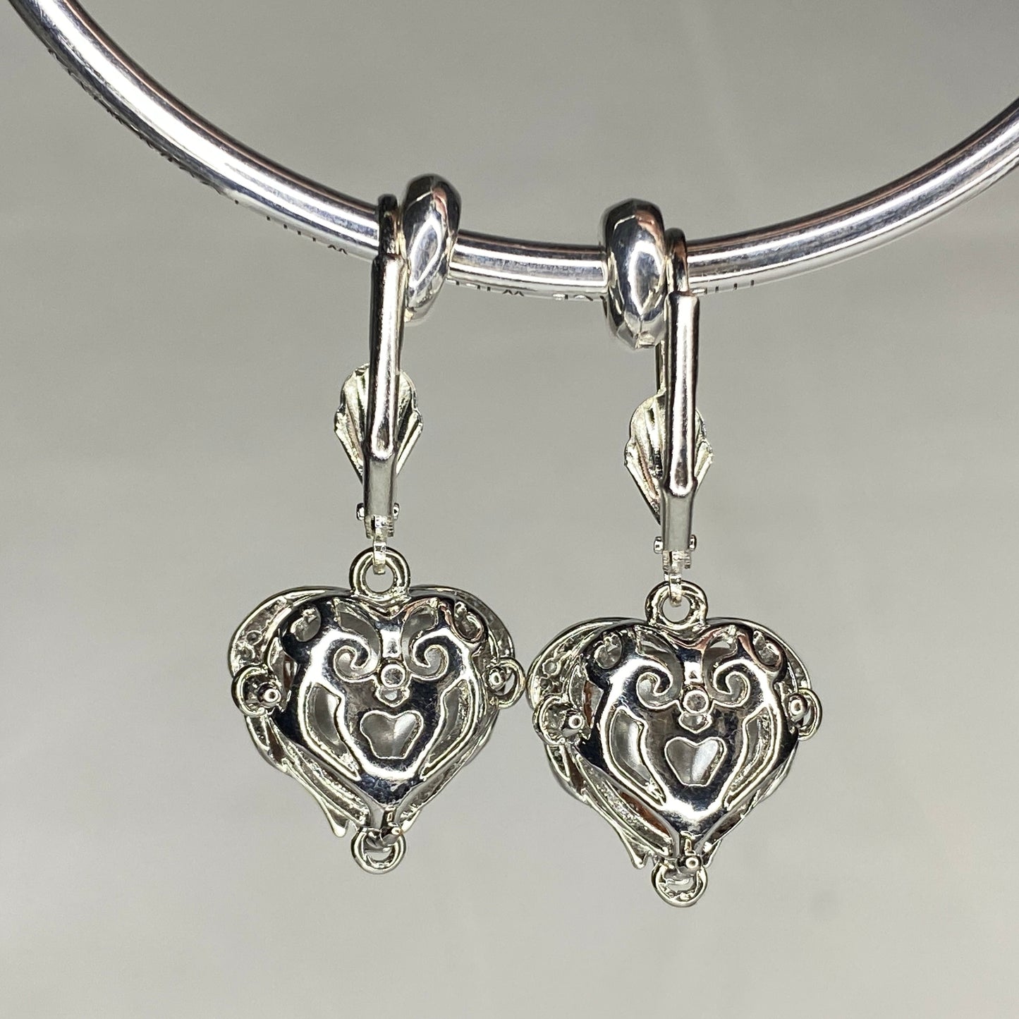 CZ Heart Hook Earrings