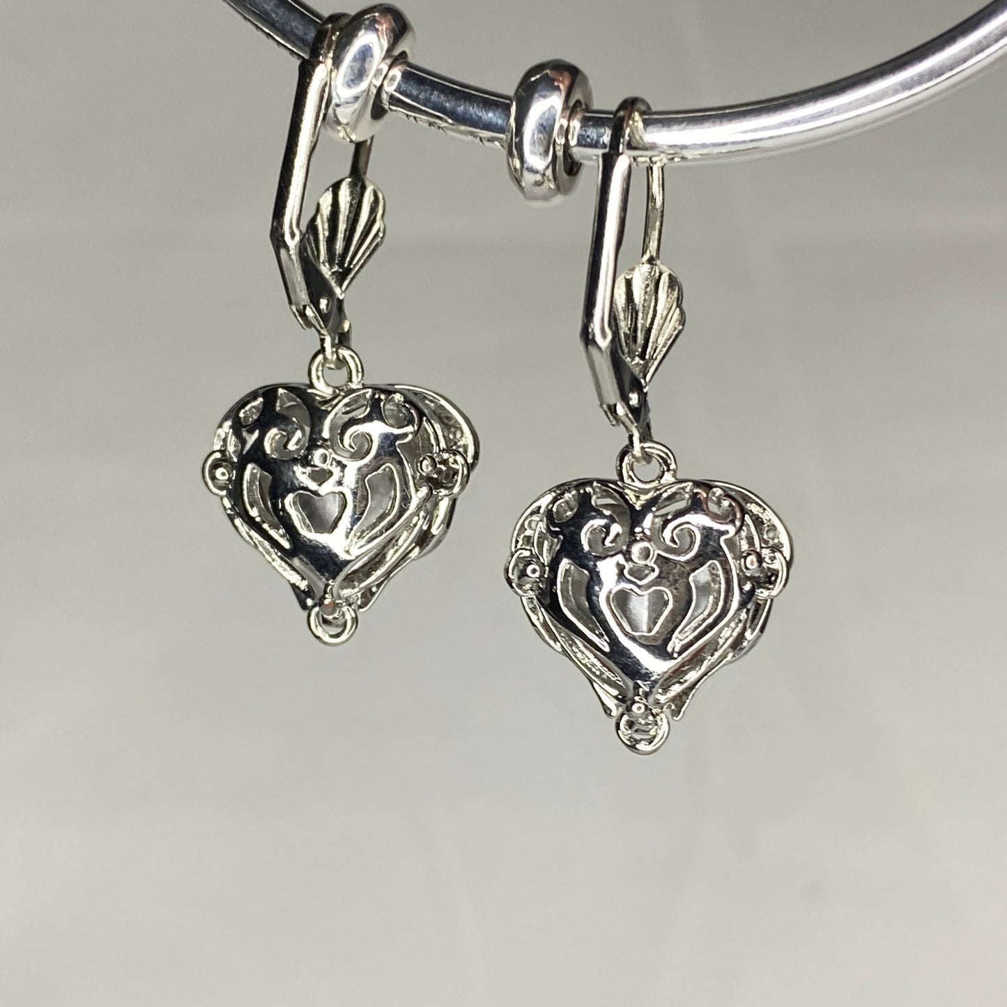 CZ Heart Hook Earrings