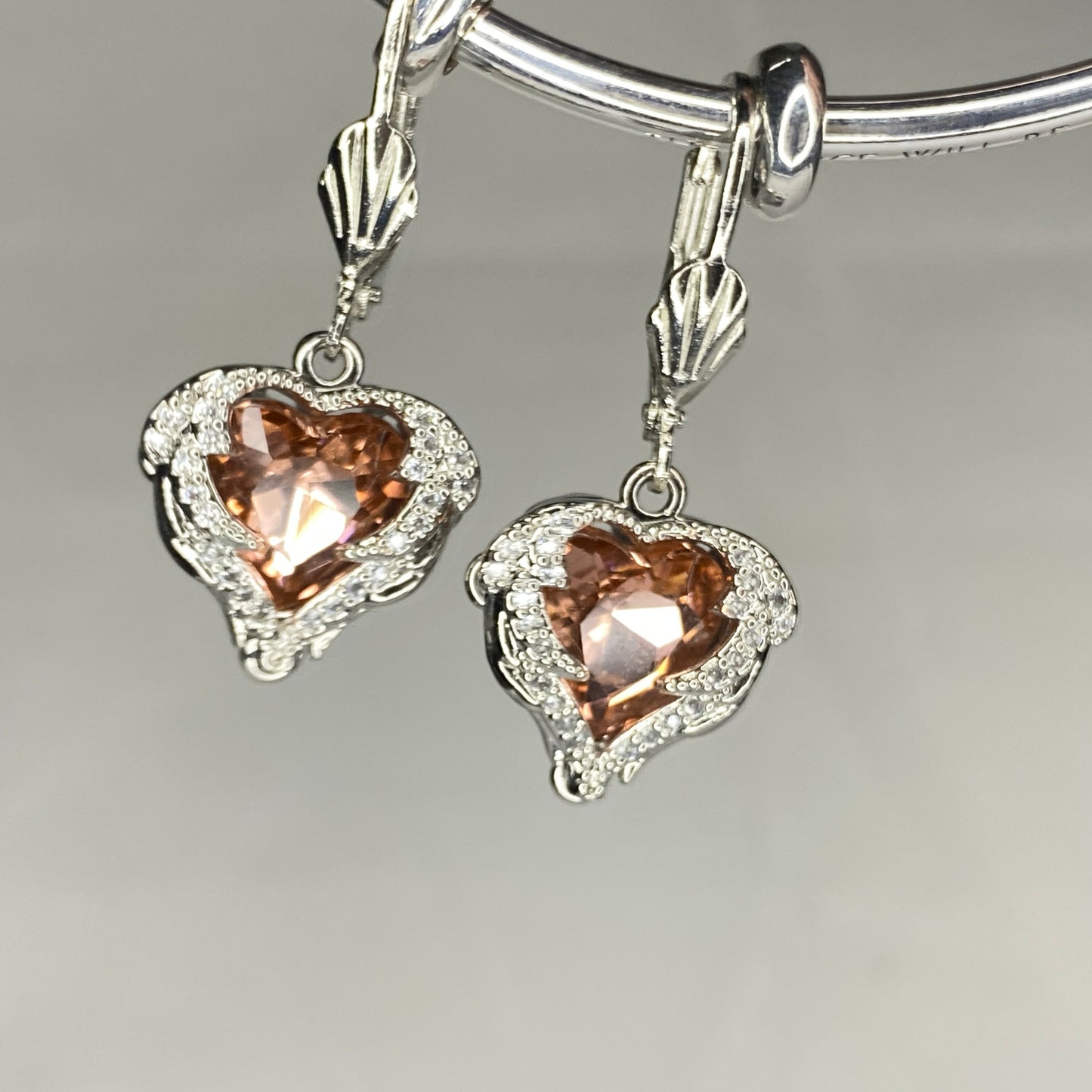 CZ Heart Hook Earrings