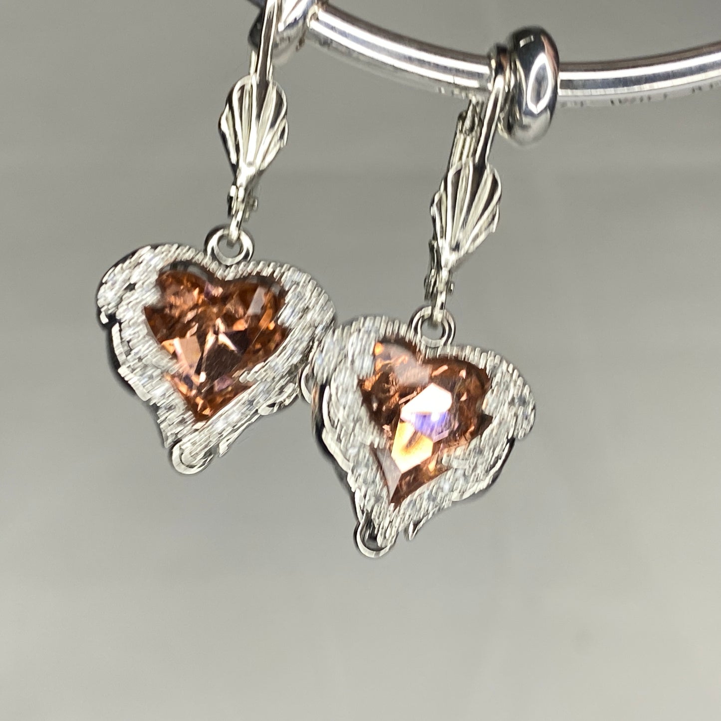 CZ Heart Hook Earrings