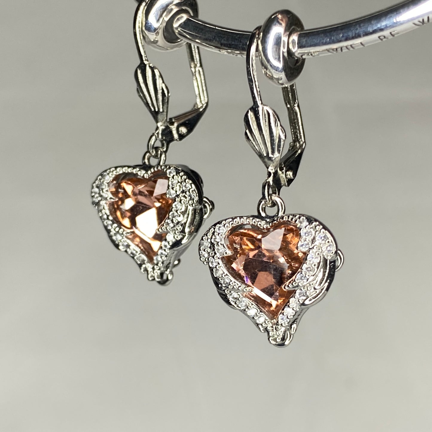 CZ Heart Hook Earrings