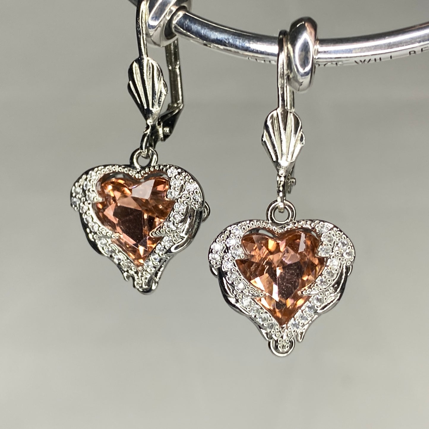 CZ Heart Hook Earrings