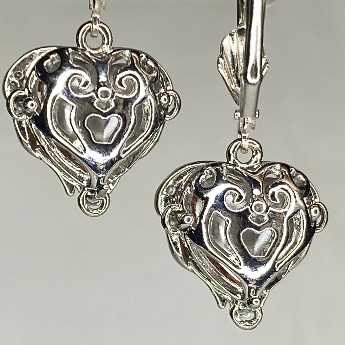 CZ Heart Hook Earrings