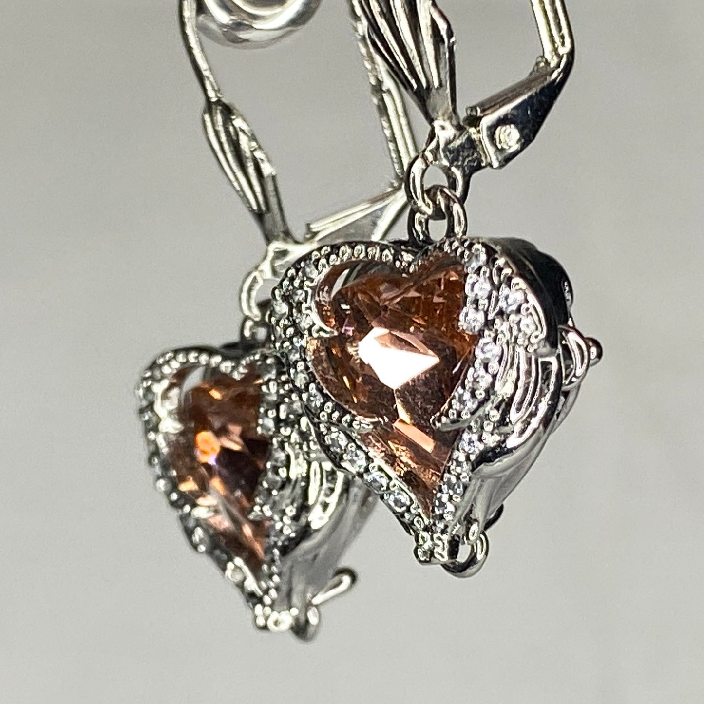 CZ Heart Hook Earrings