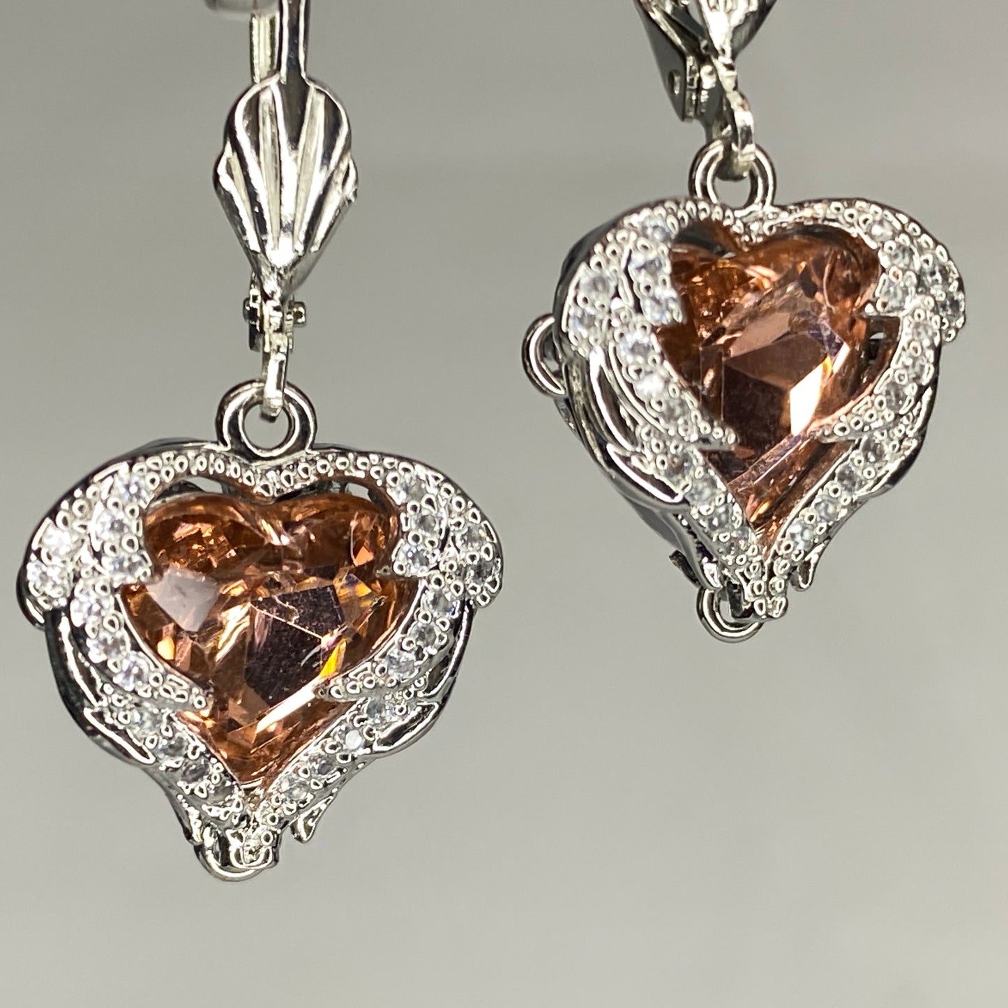 CZ Heart Hook Earrings