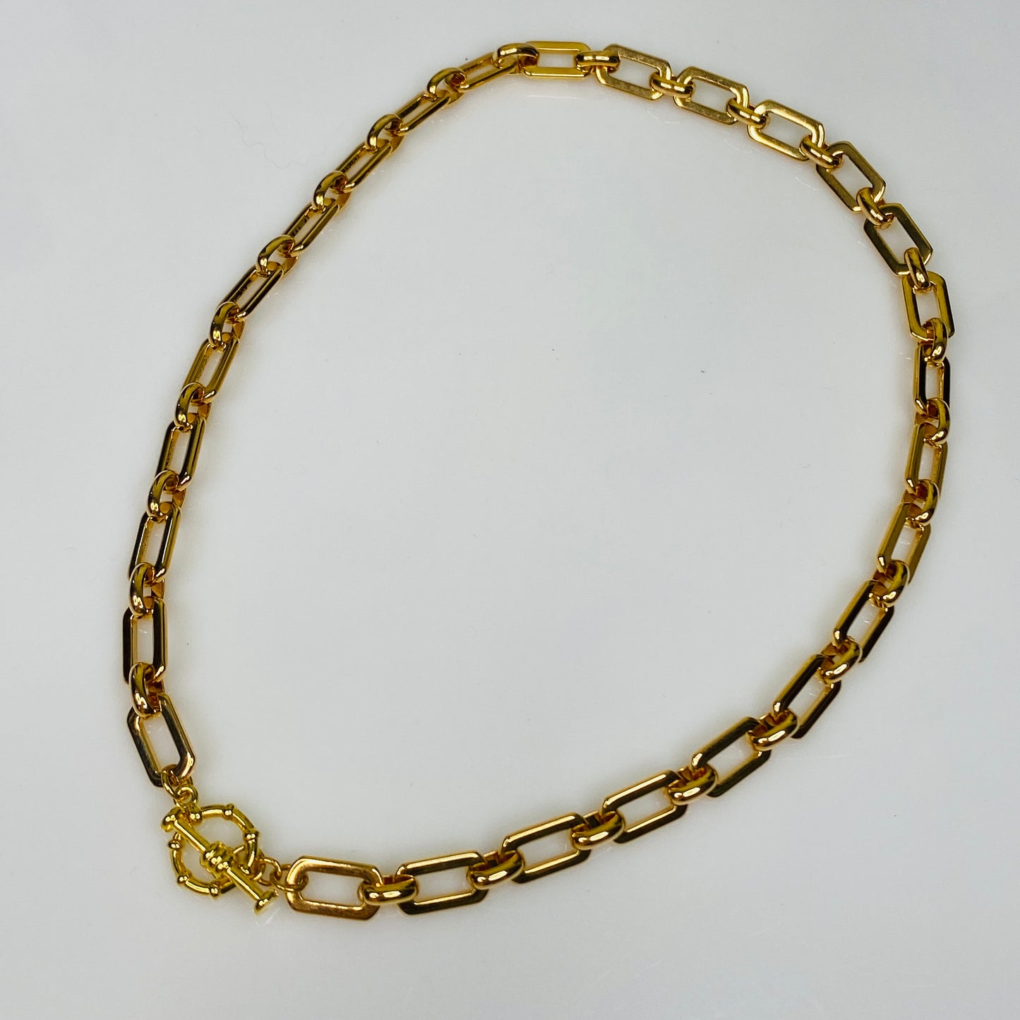 18 kt Gold Plated Specialty Chain Link Necklace Stainless Steel