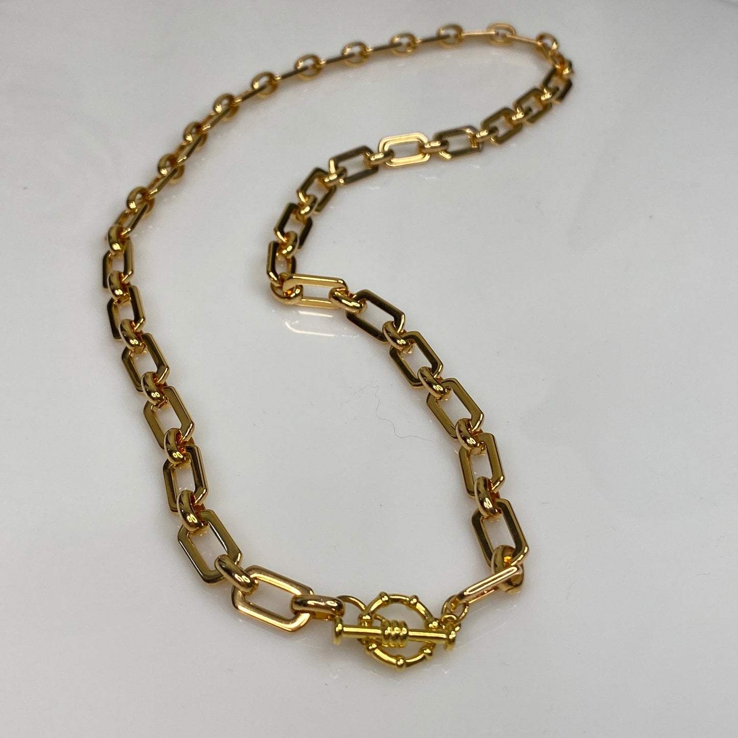 18 kt Gold Plated Specialty Chain Link Necklace Stainless Steel