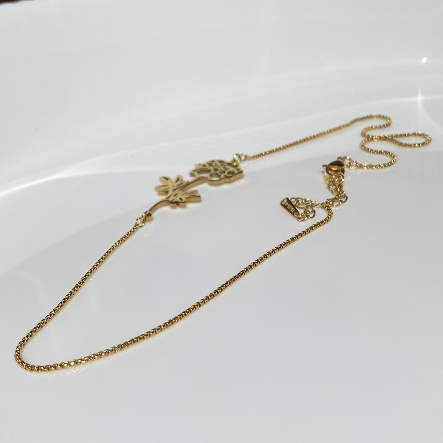 Birth Flower Box Chain Necklace