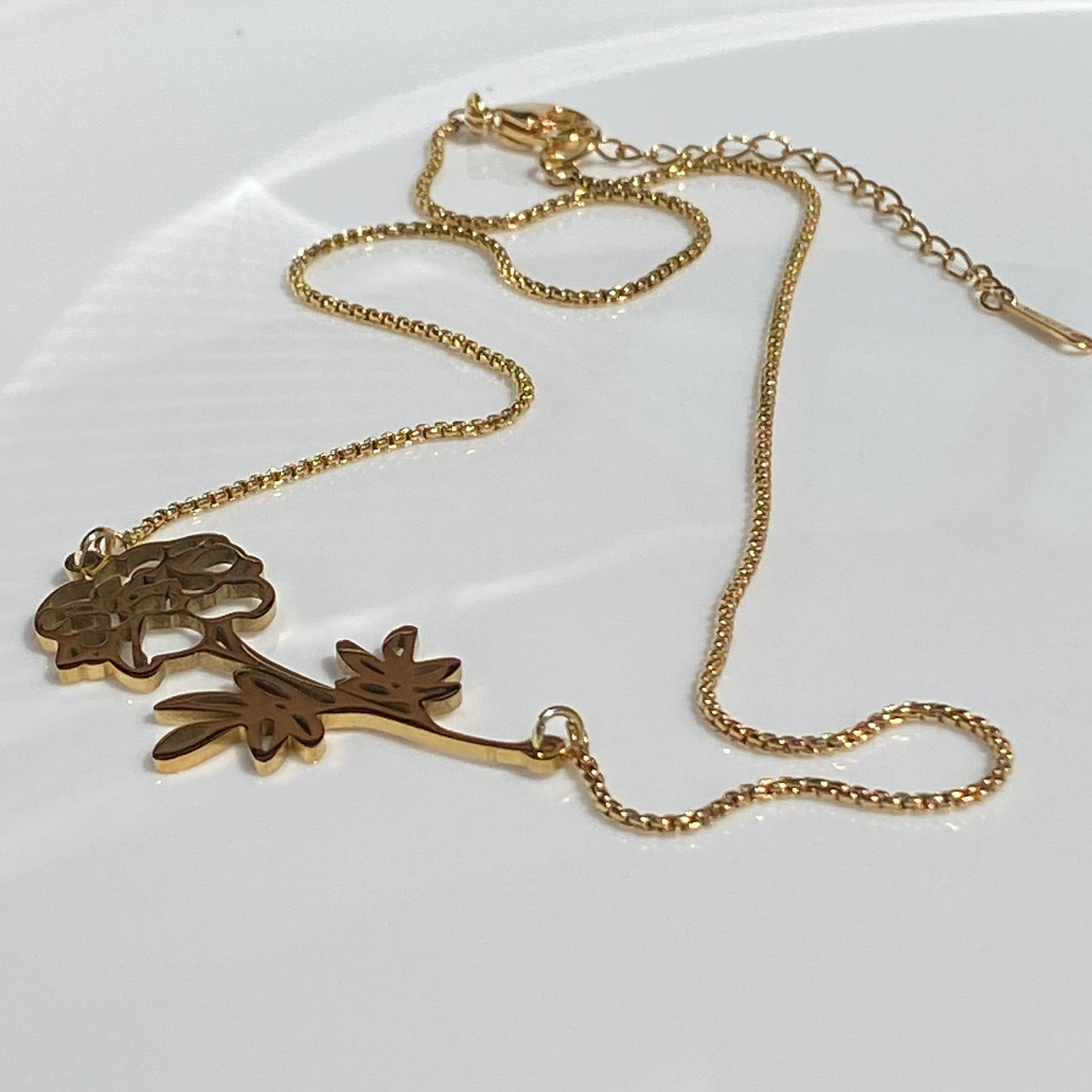 Birth Flower Box Chain Necklace