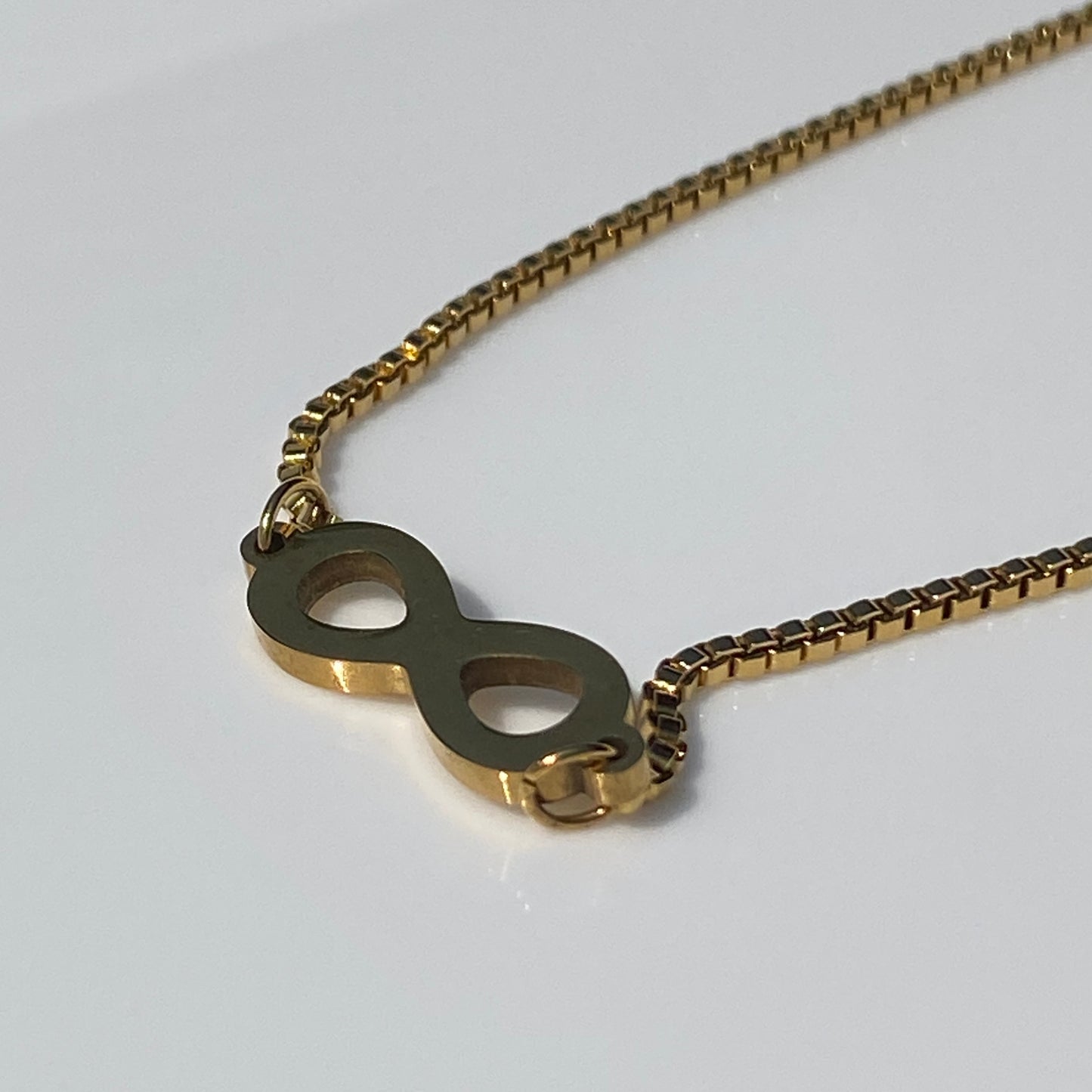 18 kt Gold Plated Stainless Steel Infinity Box Chain Necklace