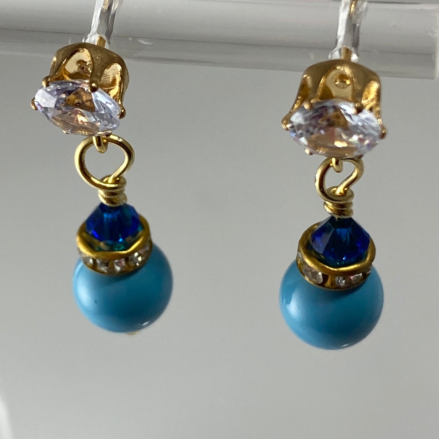 Crystals & Pearls CZ Stud Earrings