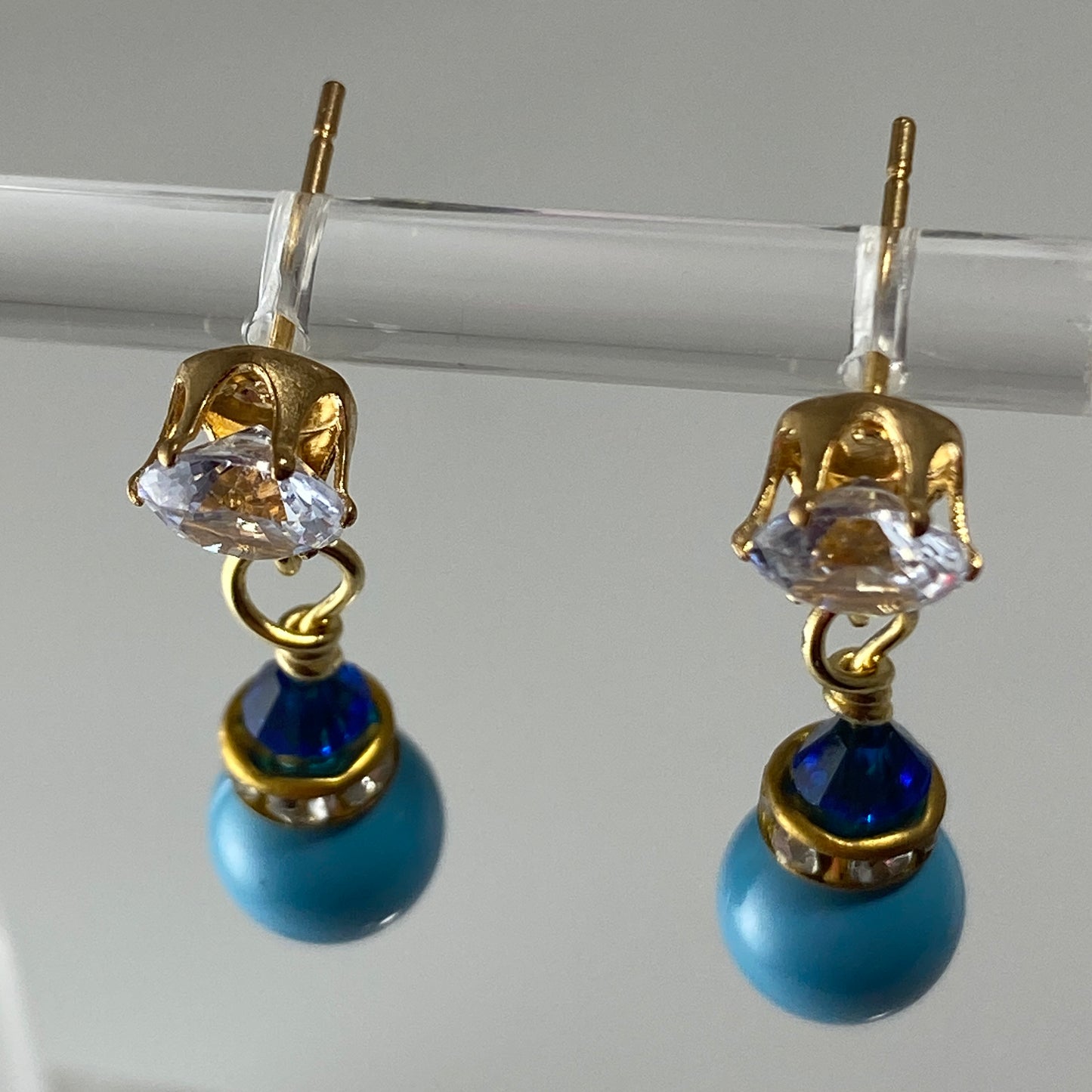 Crystals & Pearls CZ Stud Earrings