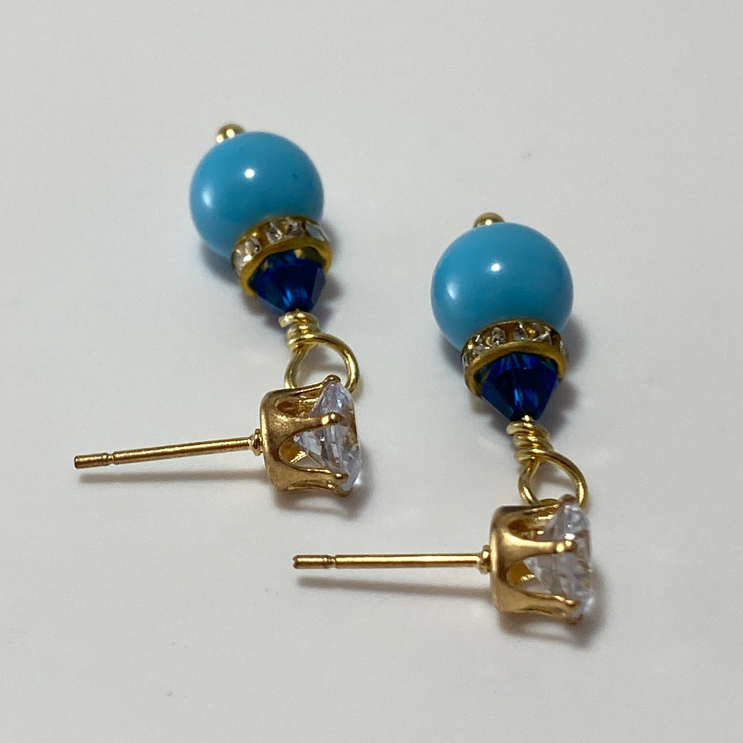 Crystals & Pearls CZ Stud Earrings