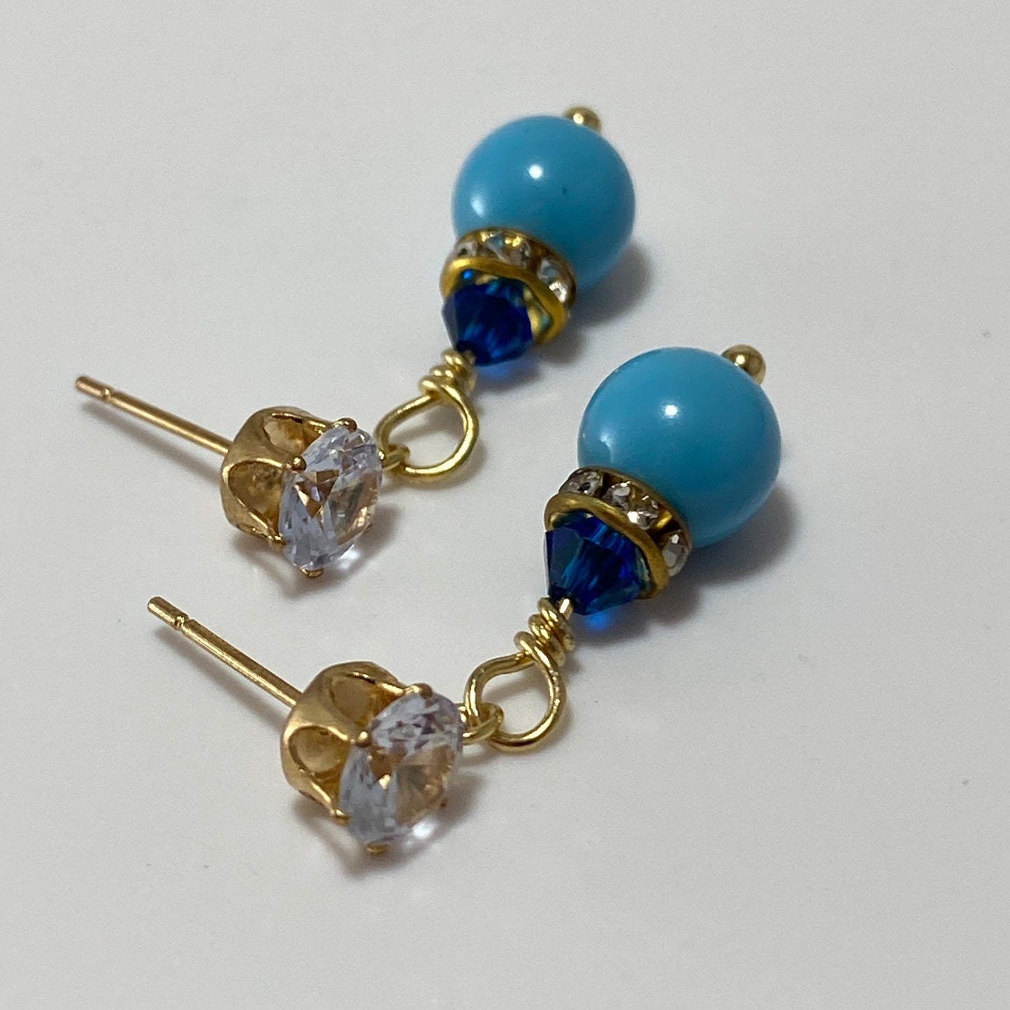 Crystals & Pearls CZ Stud Earrings