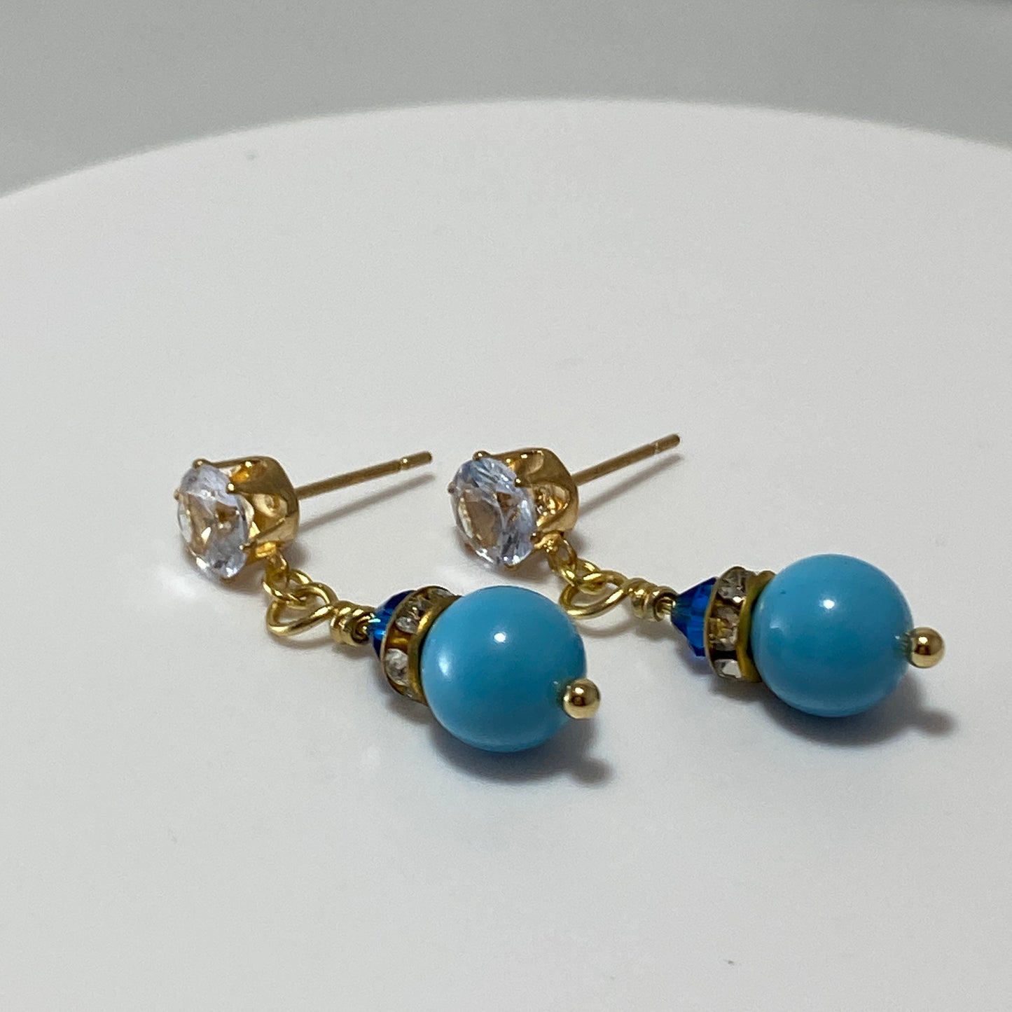 Crystals & Pearls CZ Stud Earrings