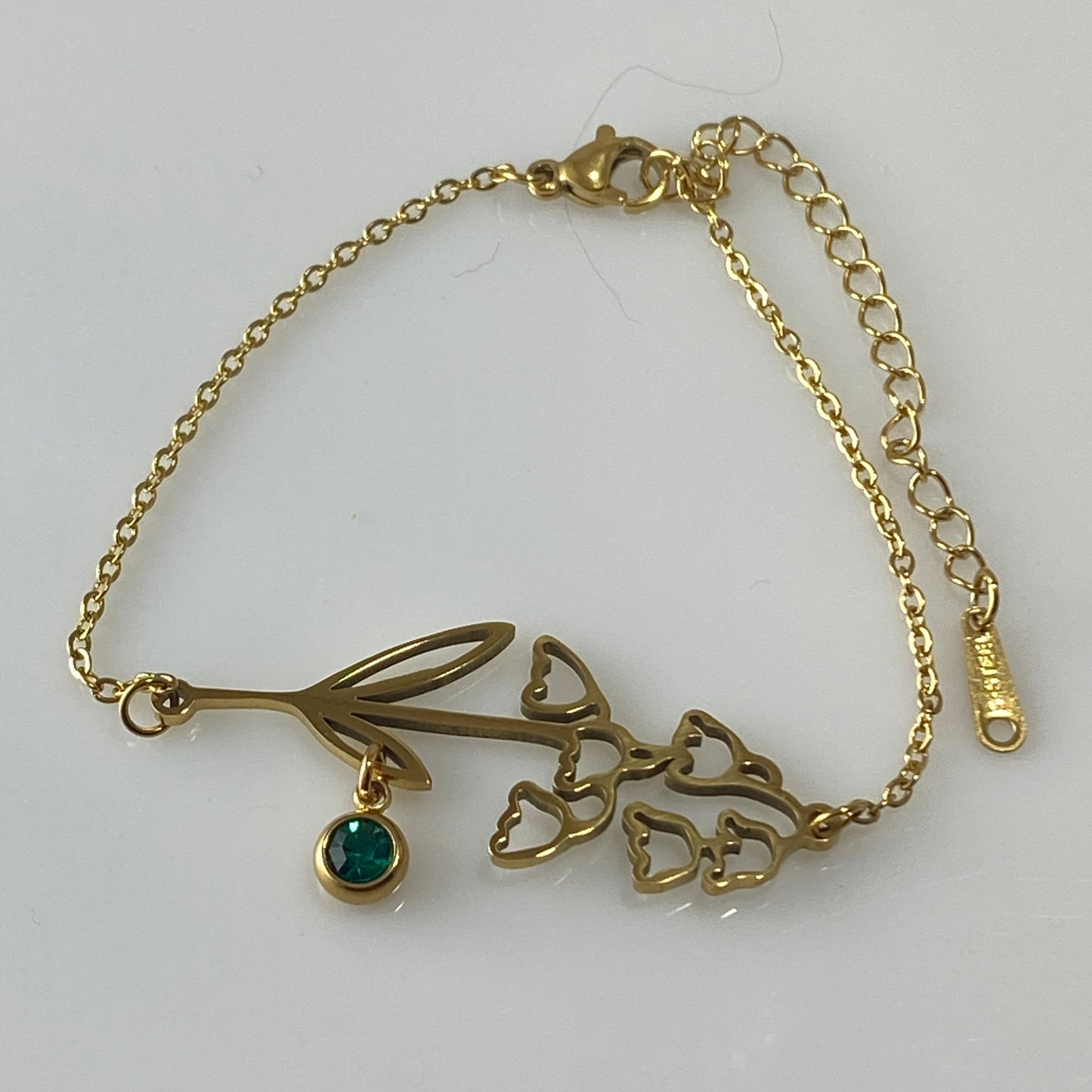 2-Hole Birthstone & Birth Flower Cable Chain Bracelet