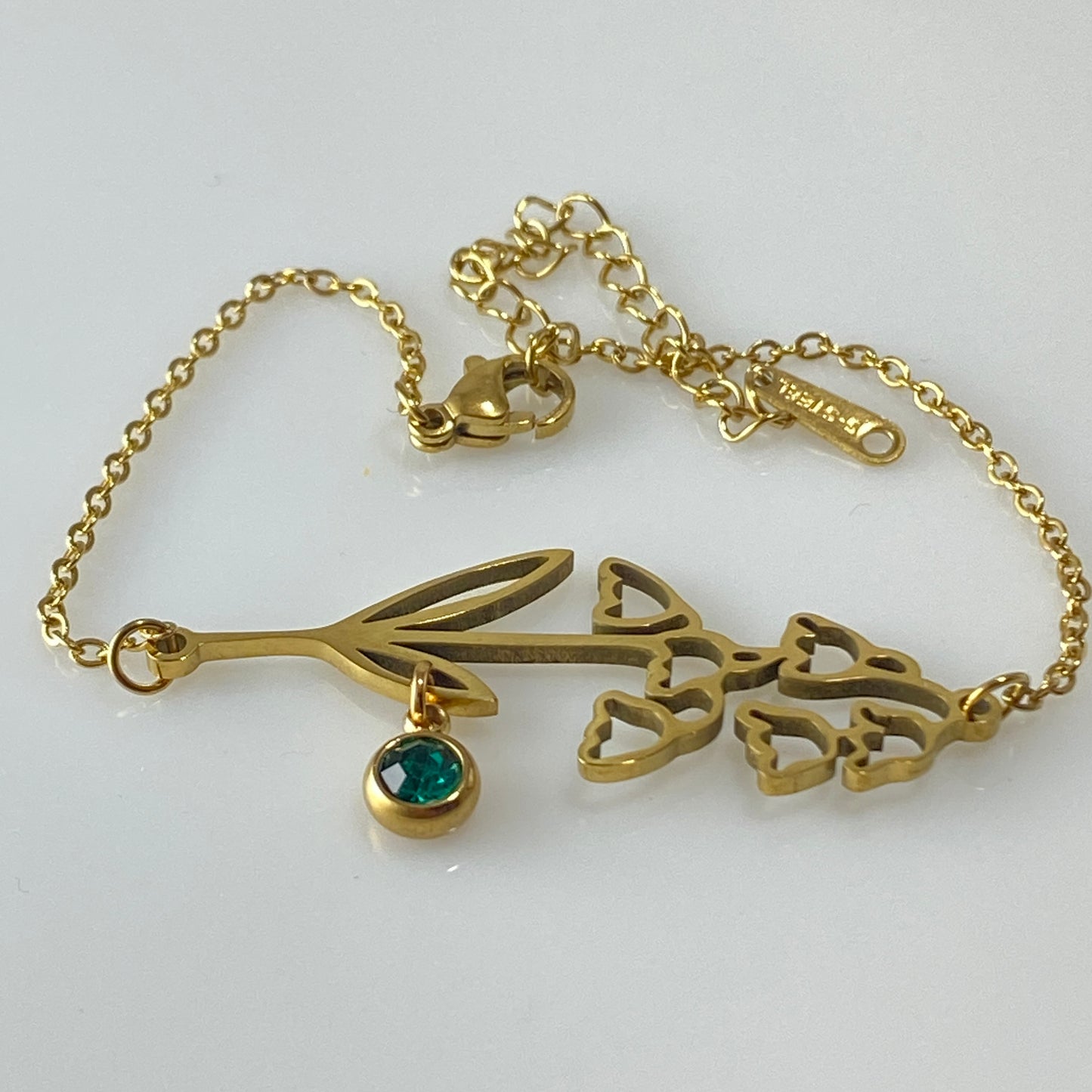 2-Hole Birthstone & Birth Flower Cable Chain Bracelet