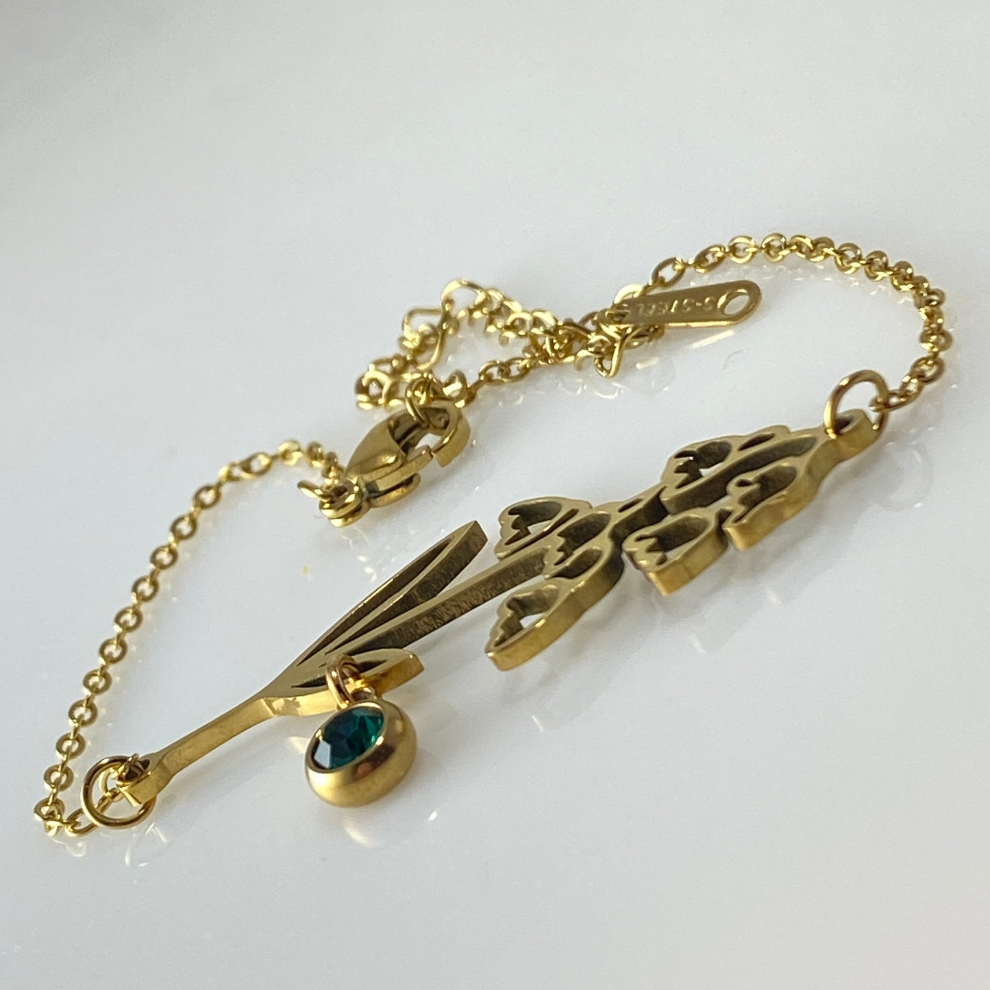 2-Hole Birthstone & Birth Flower Cable Chain Bracelet