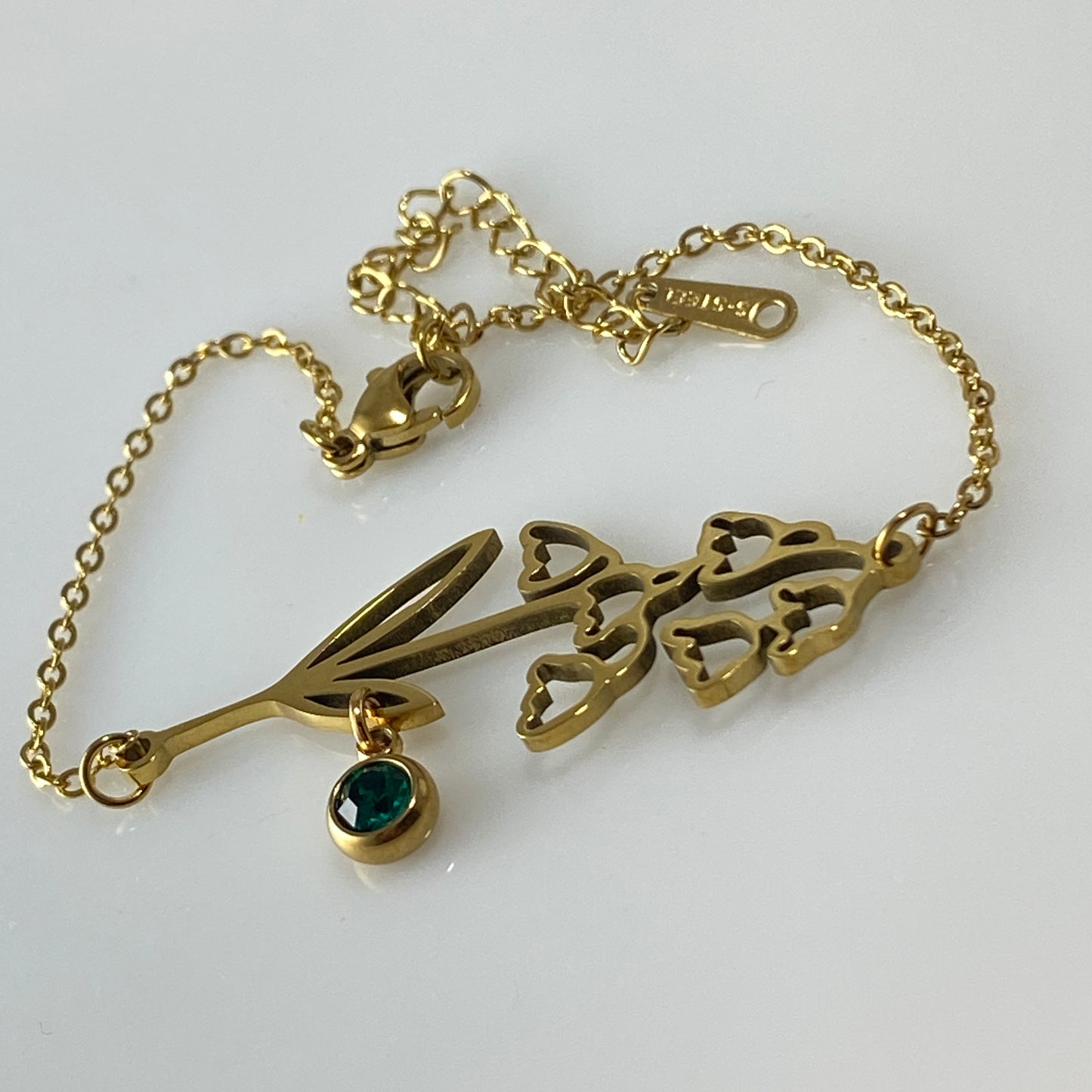 2-Hole Birthstone & Birth Flower Cable Chain Bracelet