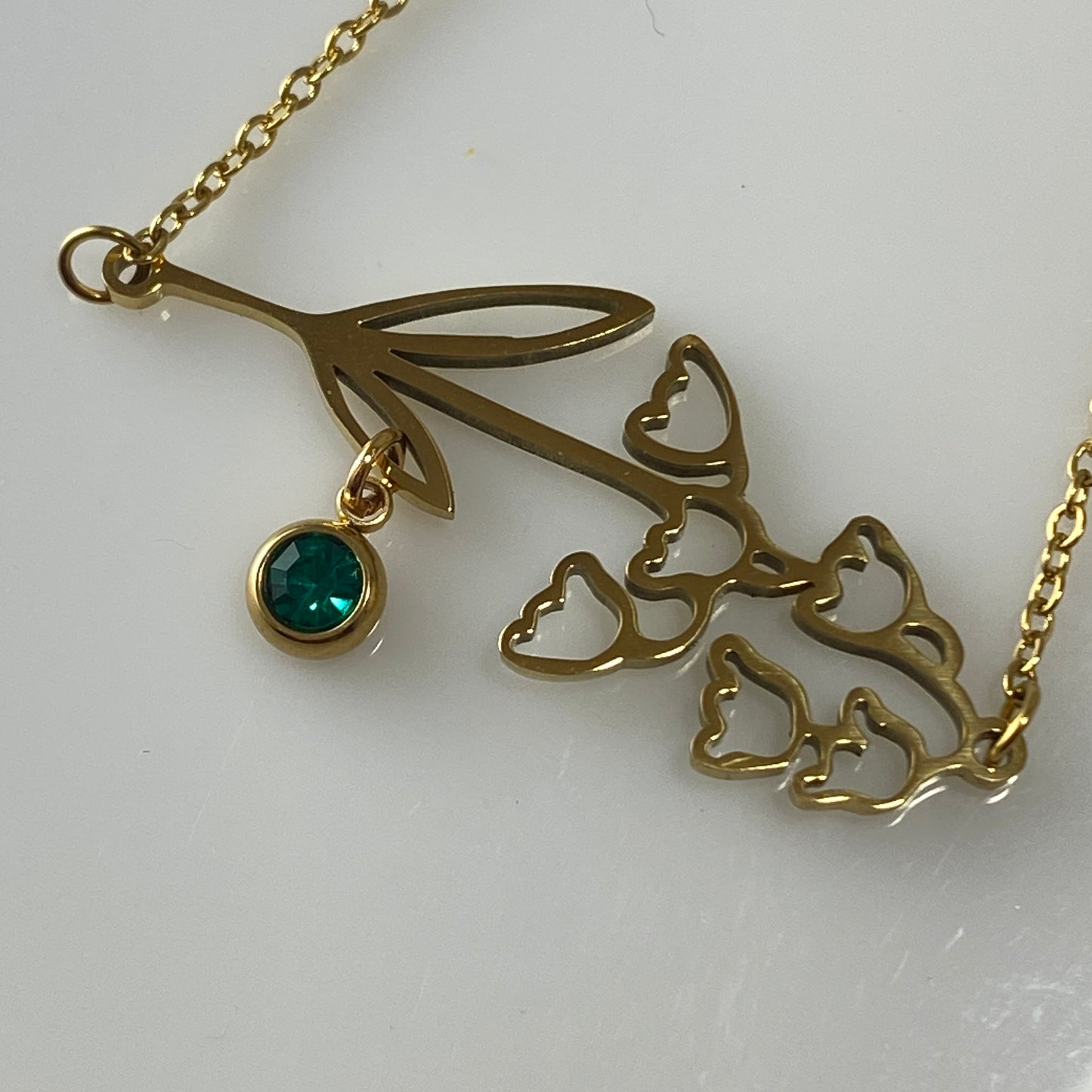 2-Hole Birthstone & Birth Flower Cable Chain Bracelet