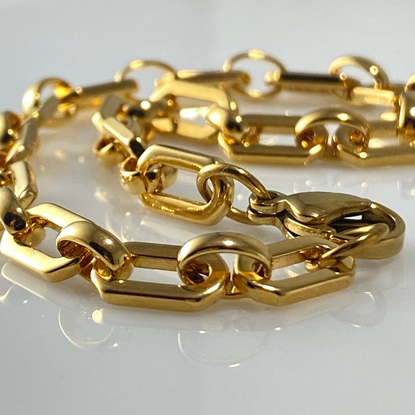 18 kt Gold Plated Specialty Chain Link Bracelet Stainless Steel