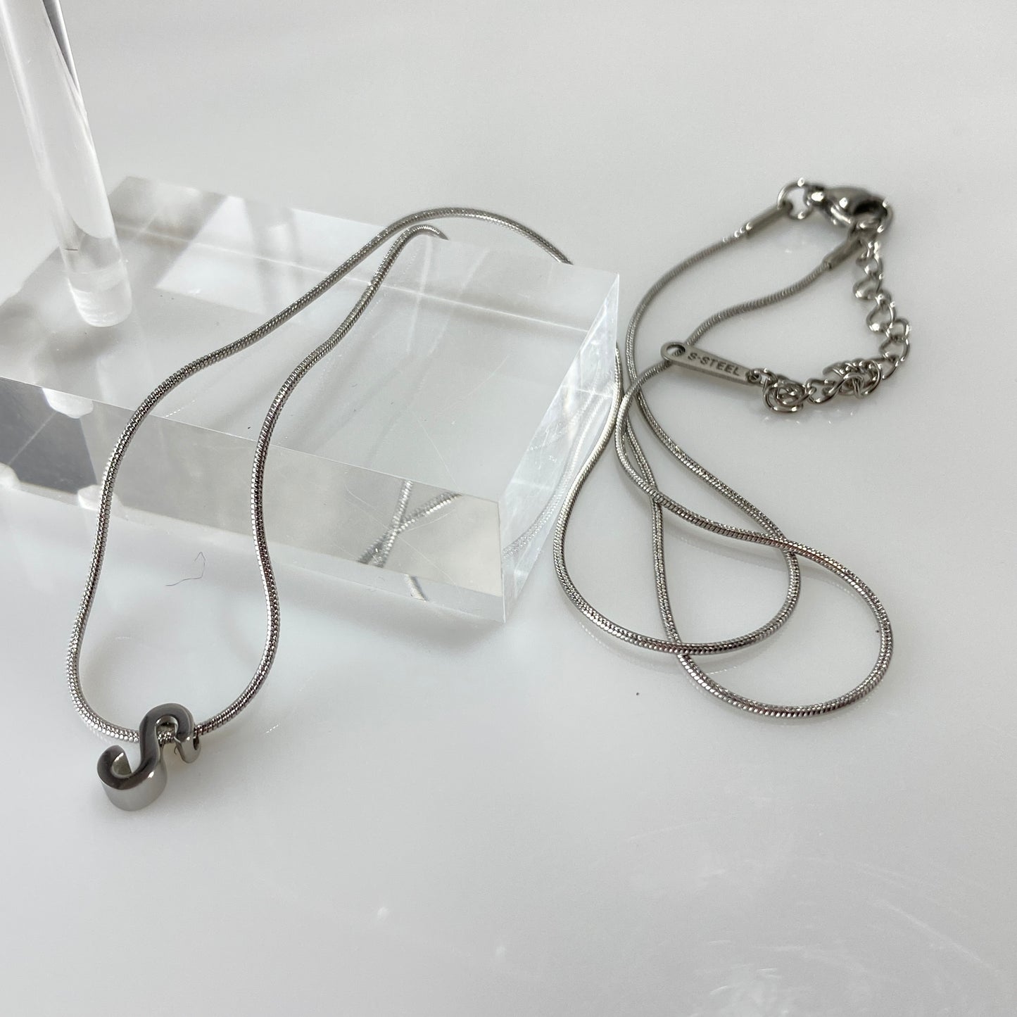Letter Initial Snake Chain Necklace