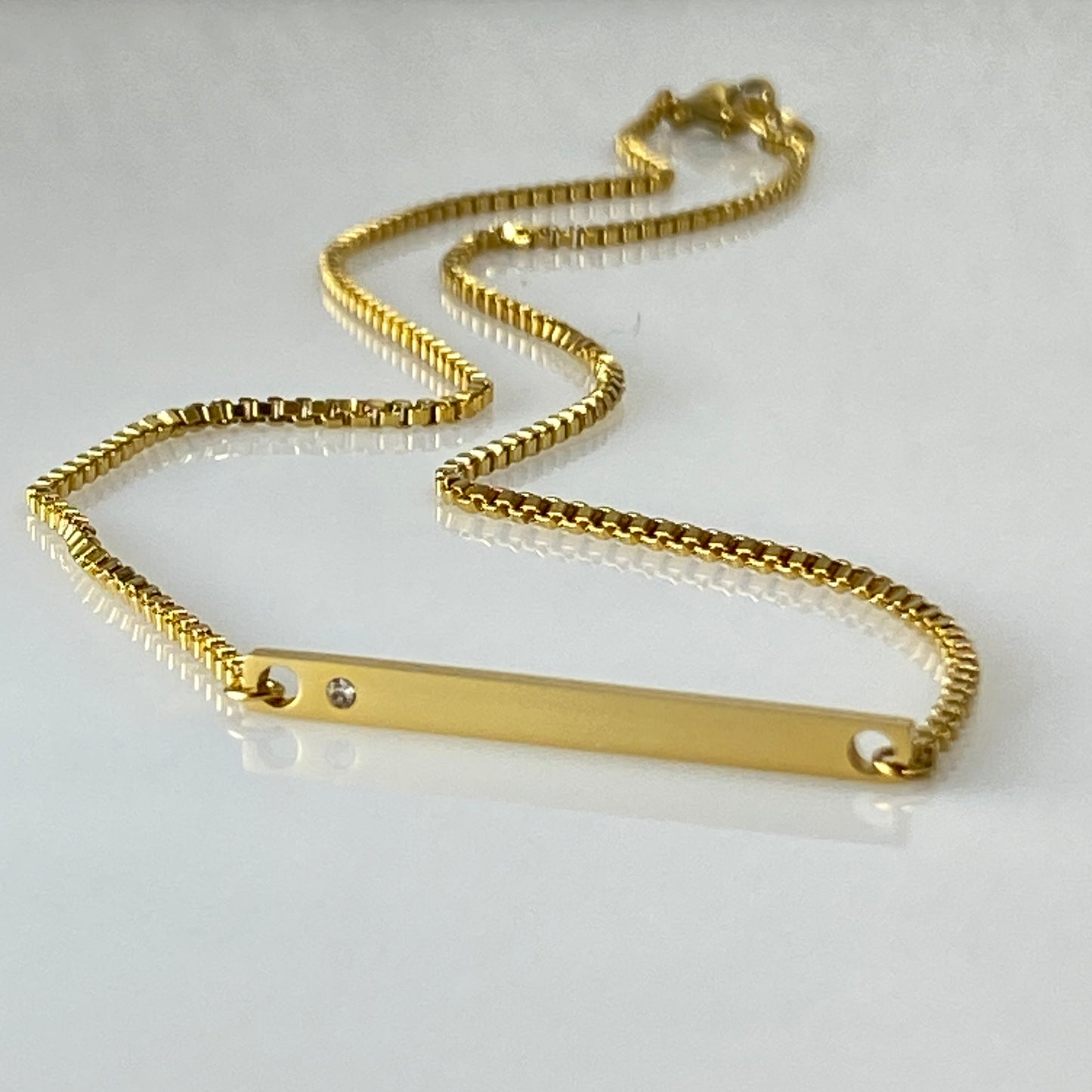 CZ Bar Box Chain Necklace