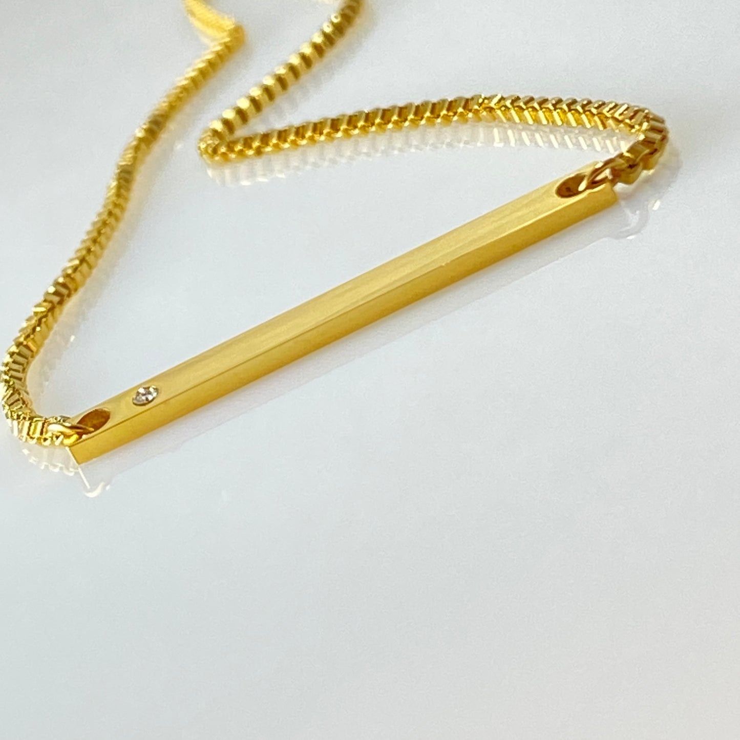 CZ Bar Box Chain Necklace