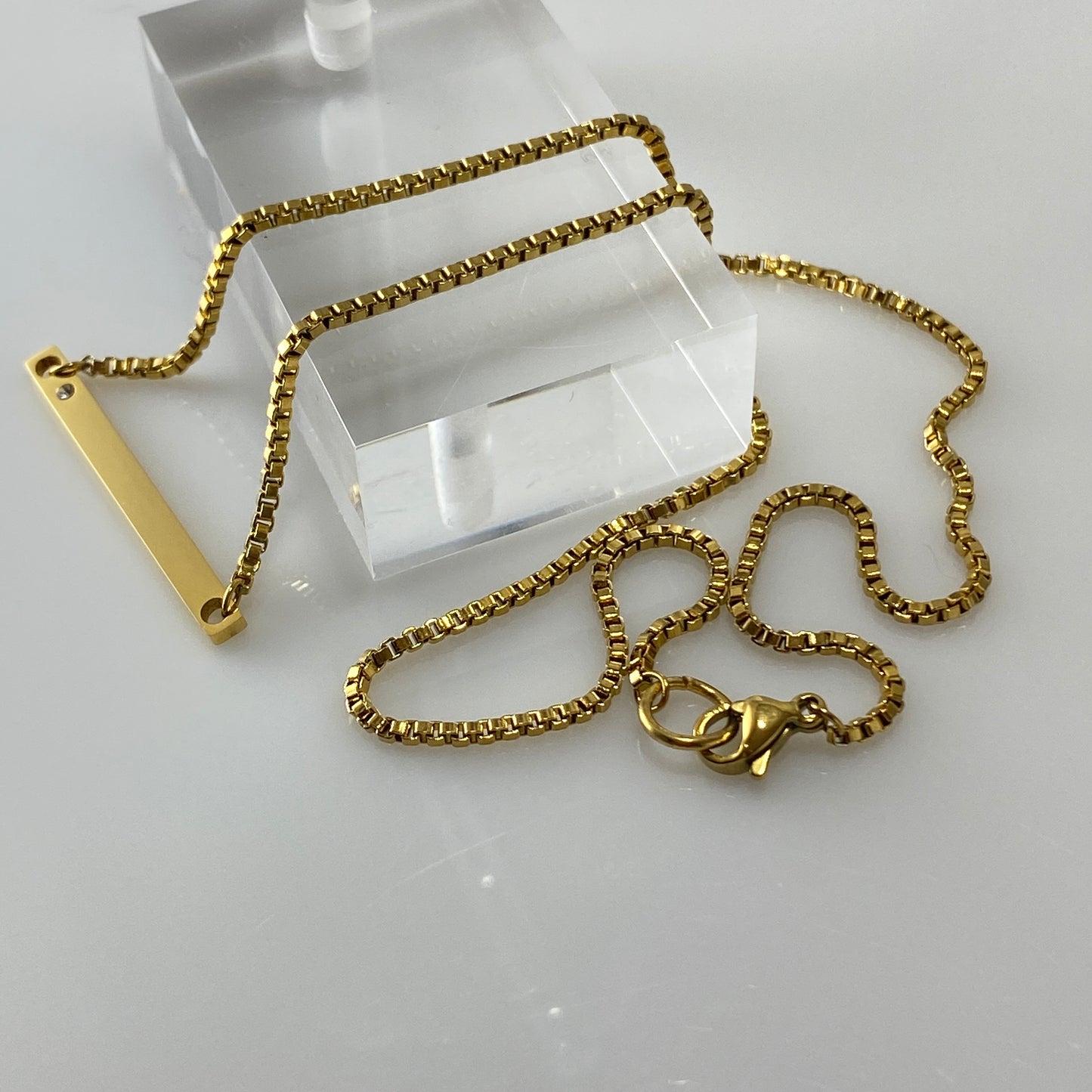 CZ Bar Box Chain Necklace