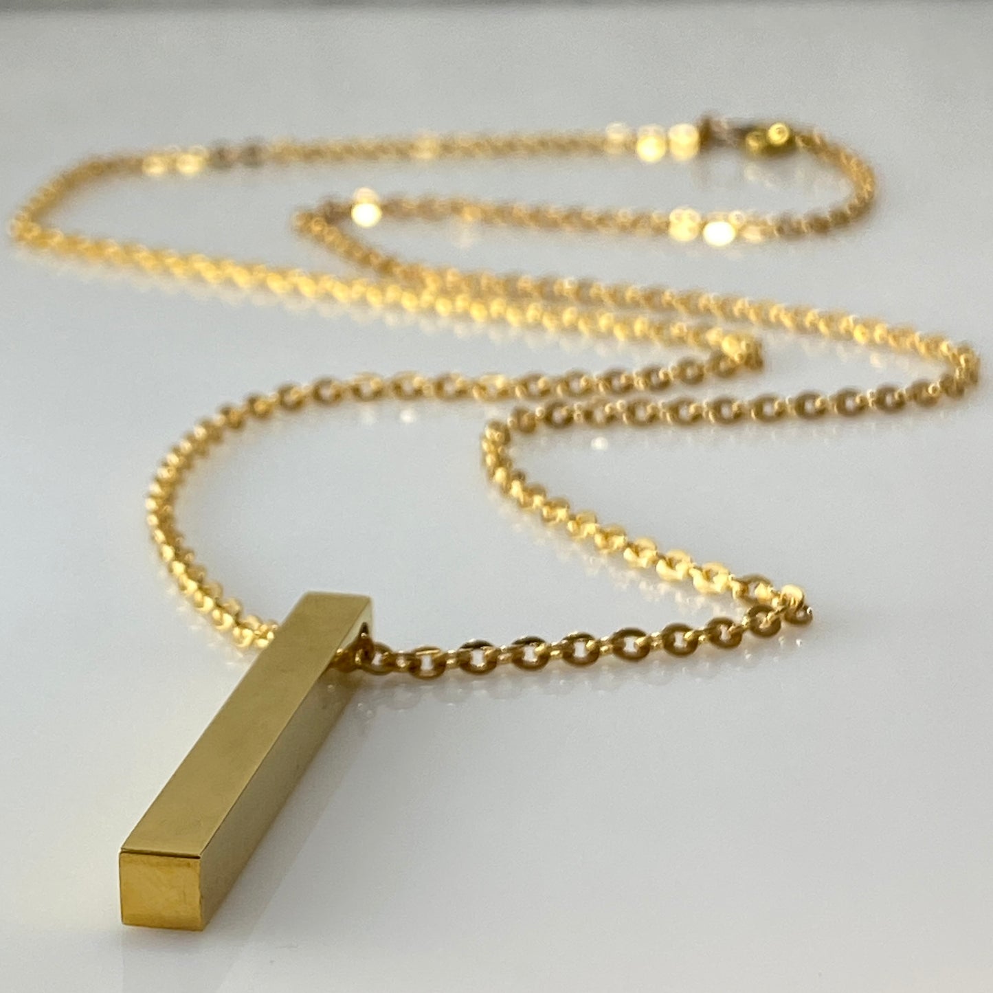 Cuboid Bar Cable Chain Necklace