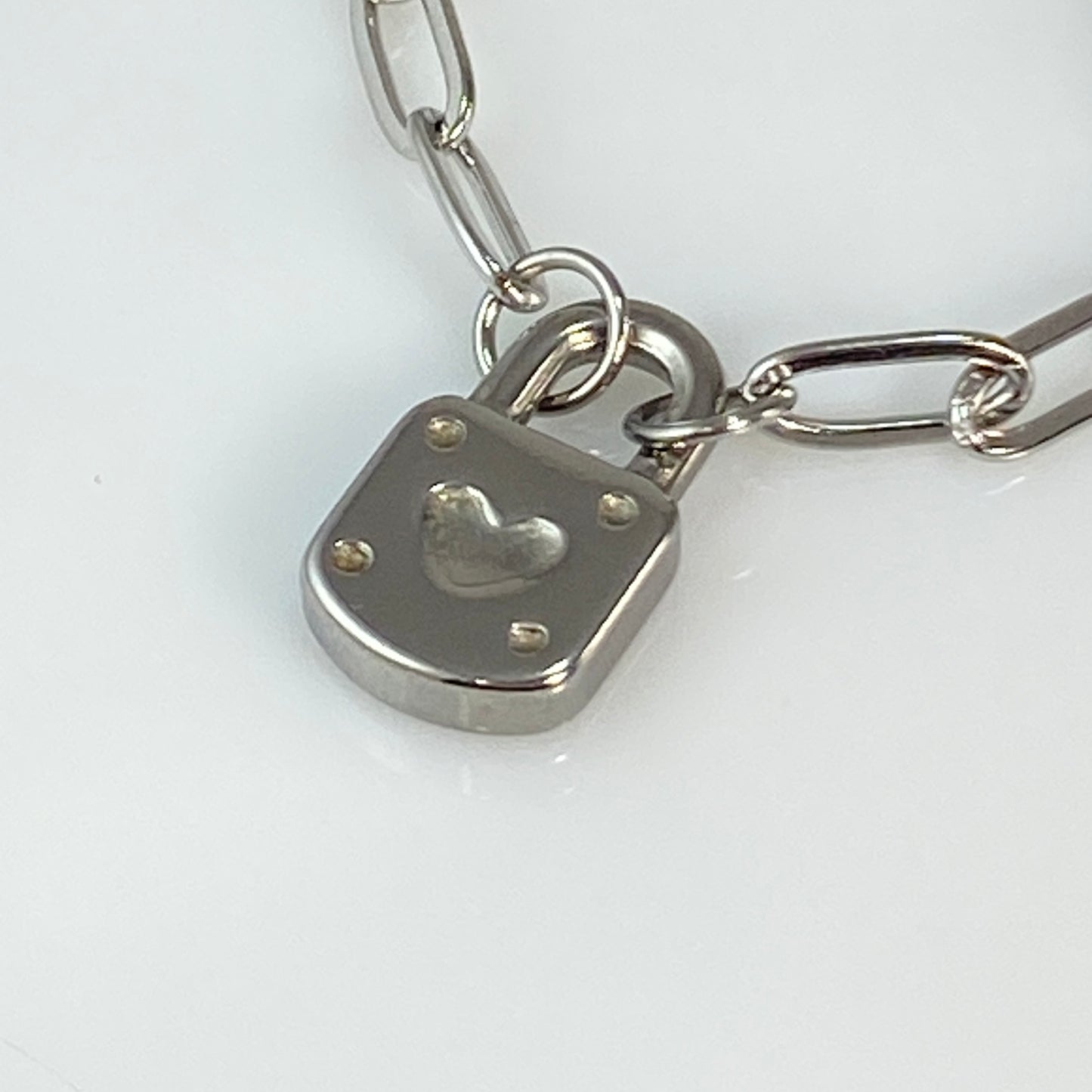 Heart Lock Paperclip Chain Necklace
