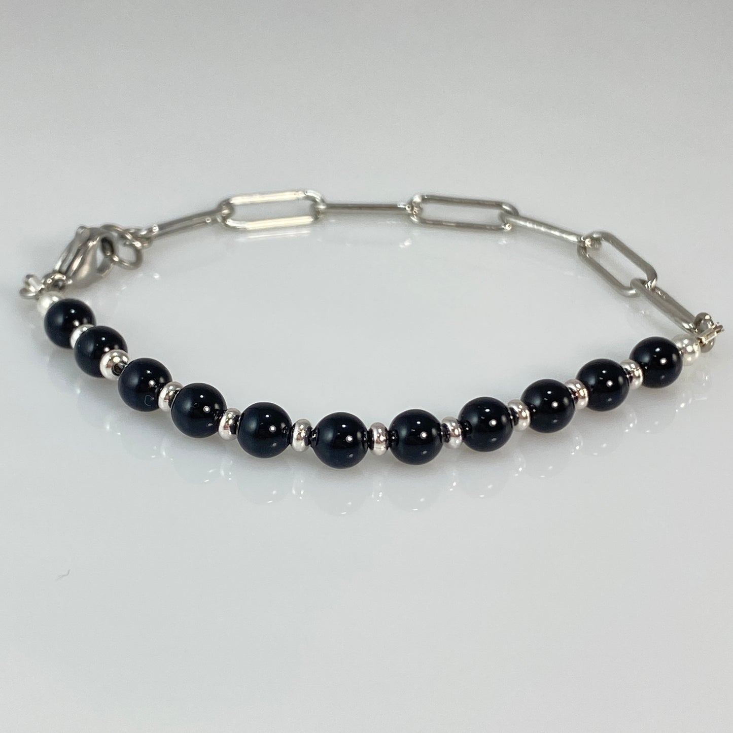 Austrian Crystal Pearl & Paperclip Chain Bracelet