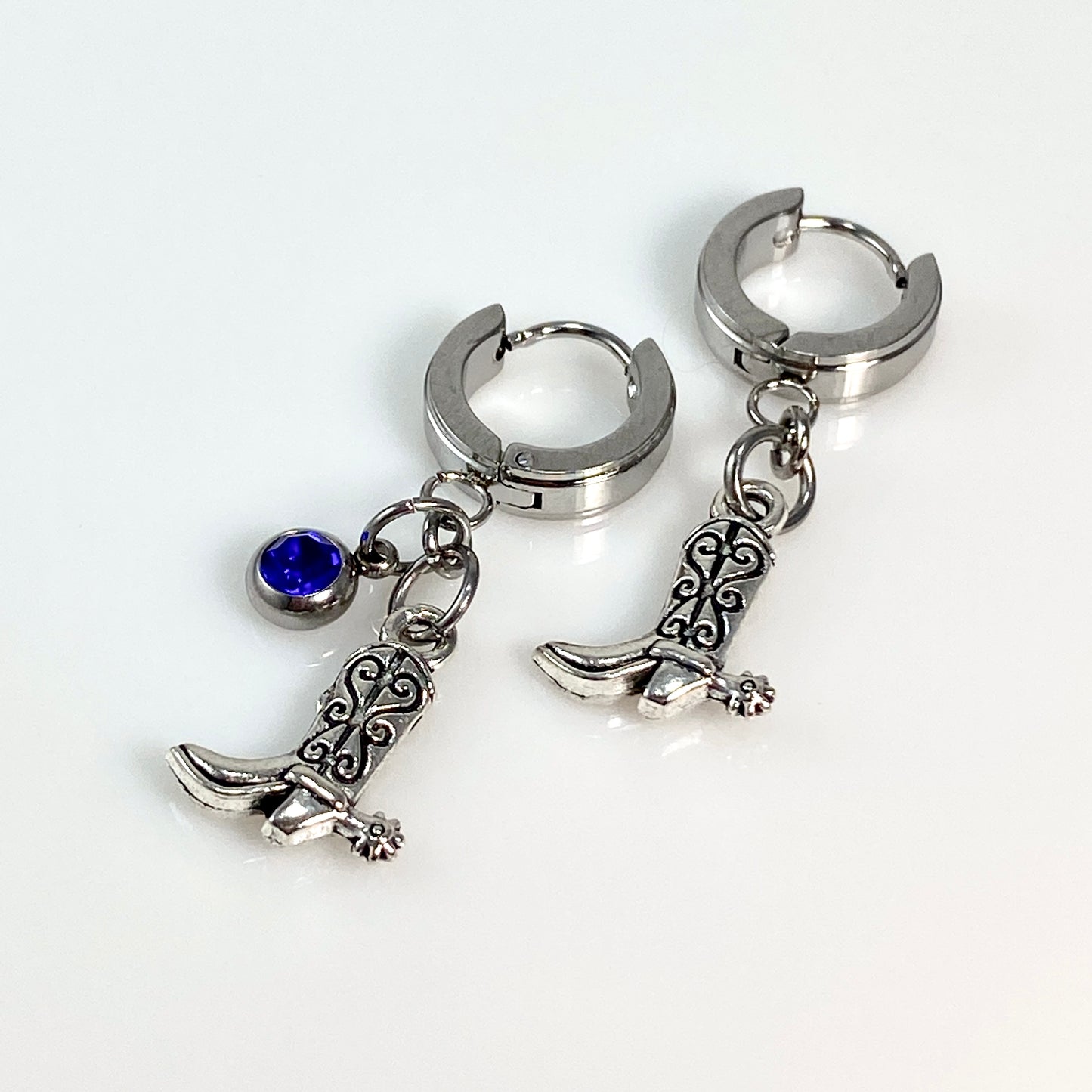 Cowgirl Boots & Birthstone Huggie Hoop Earrings