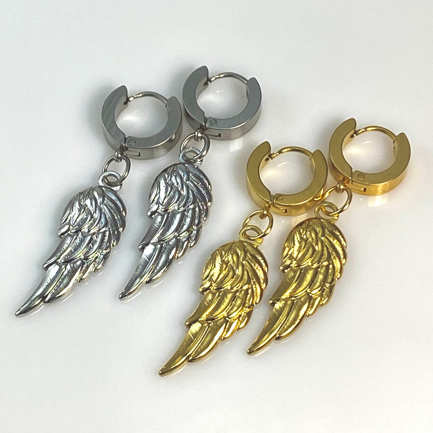 Wing & Birthstone Huggie Hoop Earrings - MADE IN CANADA