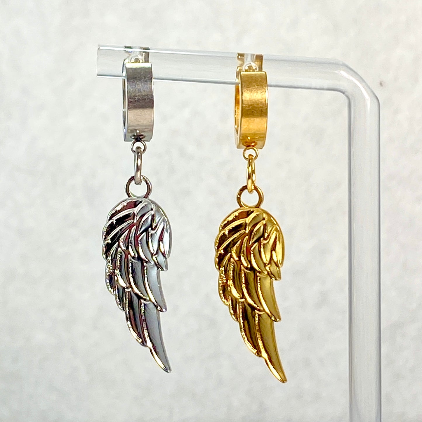Wing & Birthstone Huggie Hoop Earrings - MADE IN CANADA