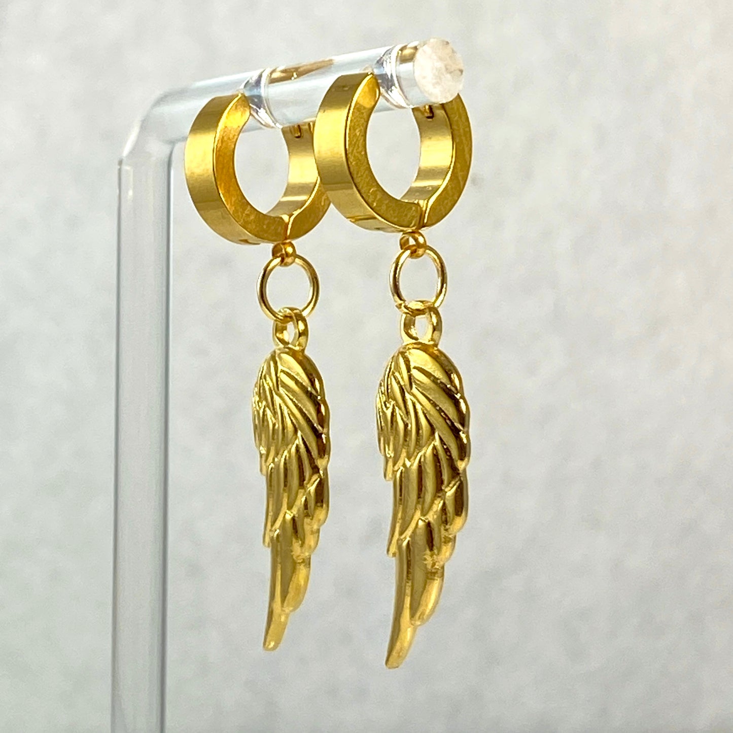 Wing & Birthstone Huggie Hoop Earrings - MADE IN CANADA