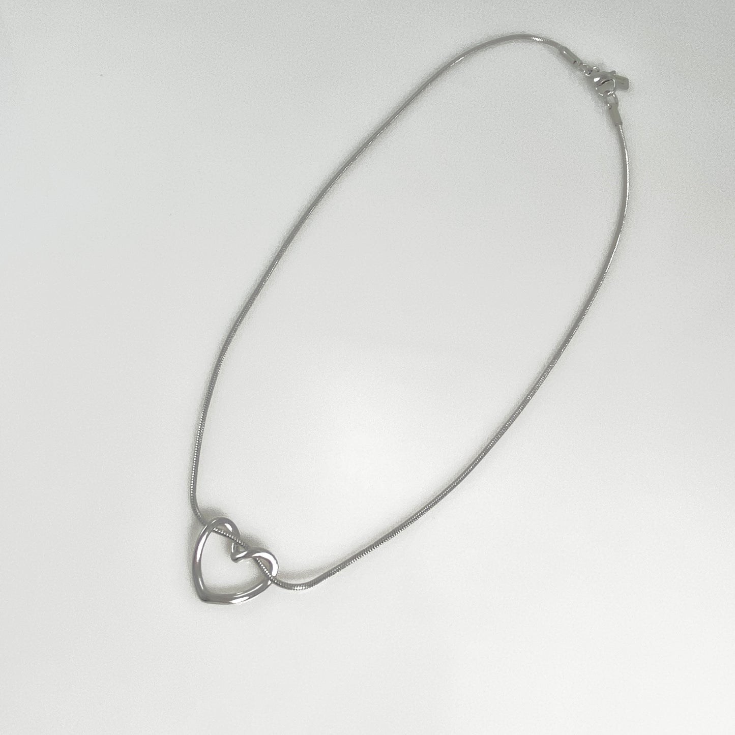 Curled Heart & Birthstone Snake Chain Necklace