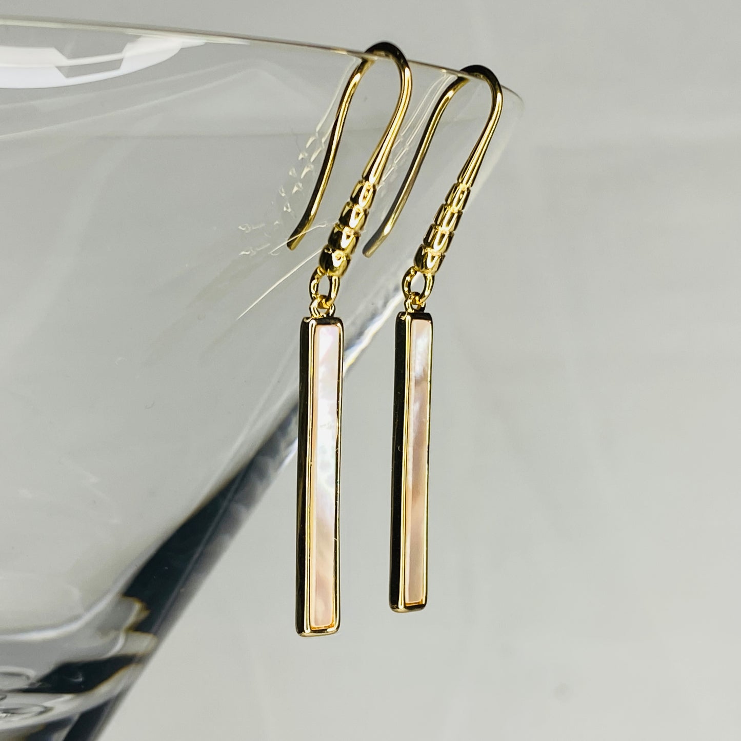 Mother of Pearl Shell Bar Hook Earrings
