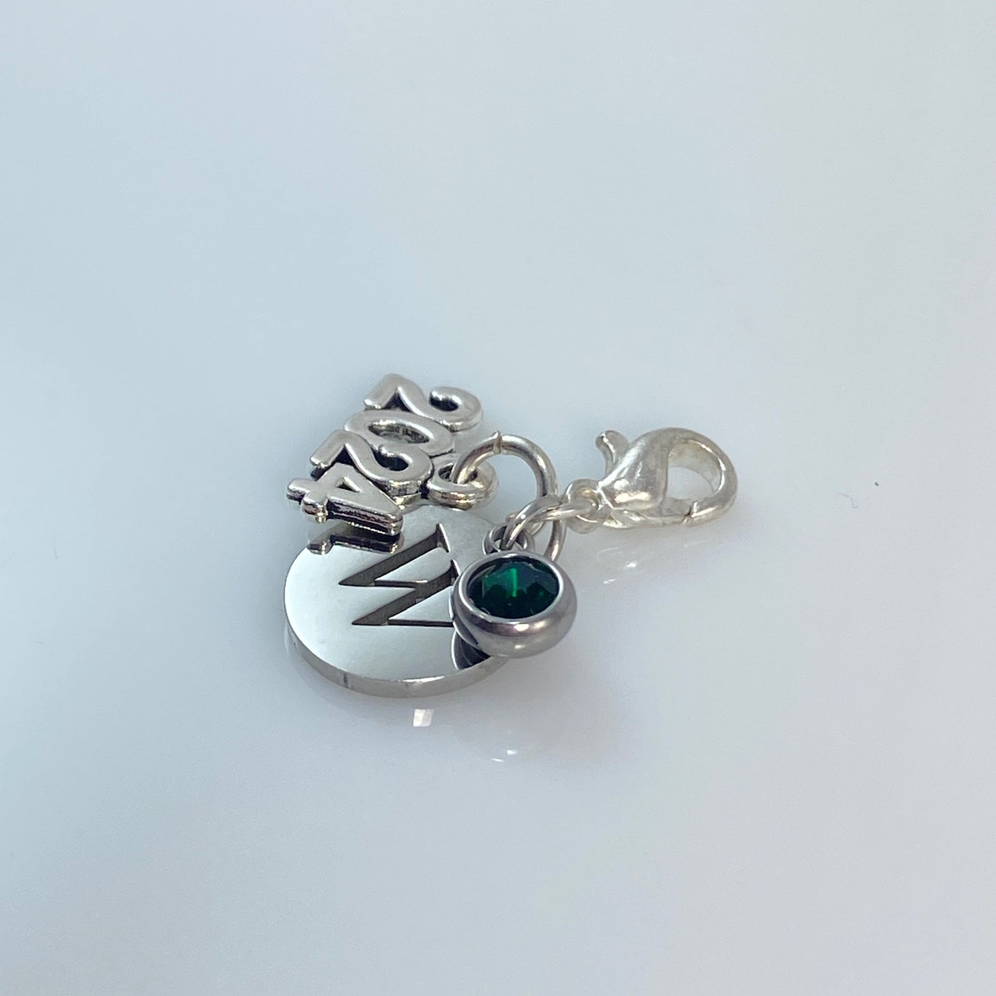 Letter, Birthstone & Year Charm Paperclip Chain Necklace