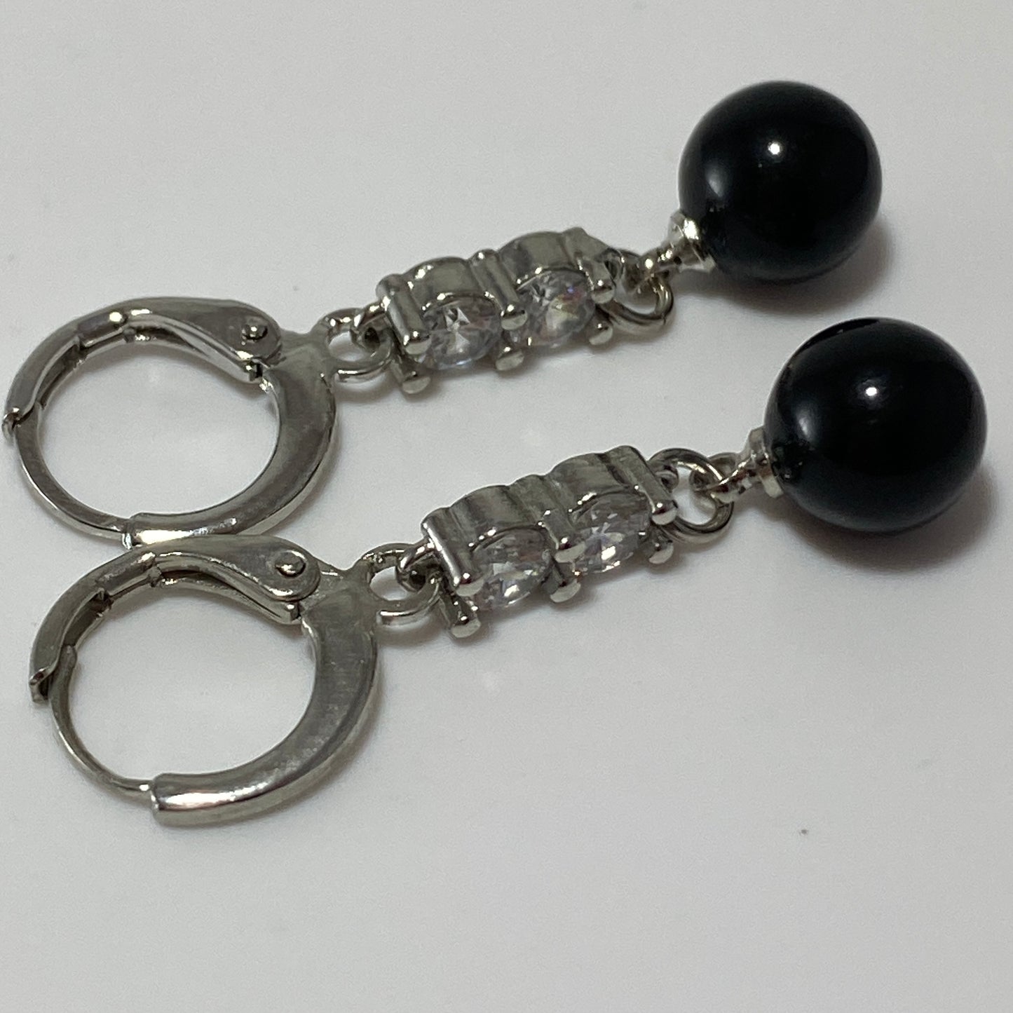 Boucles d'oreilles créoles en argent sterling avec perles de cristal autrichiennes et pierres en oxyde de zirconium
